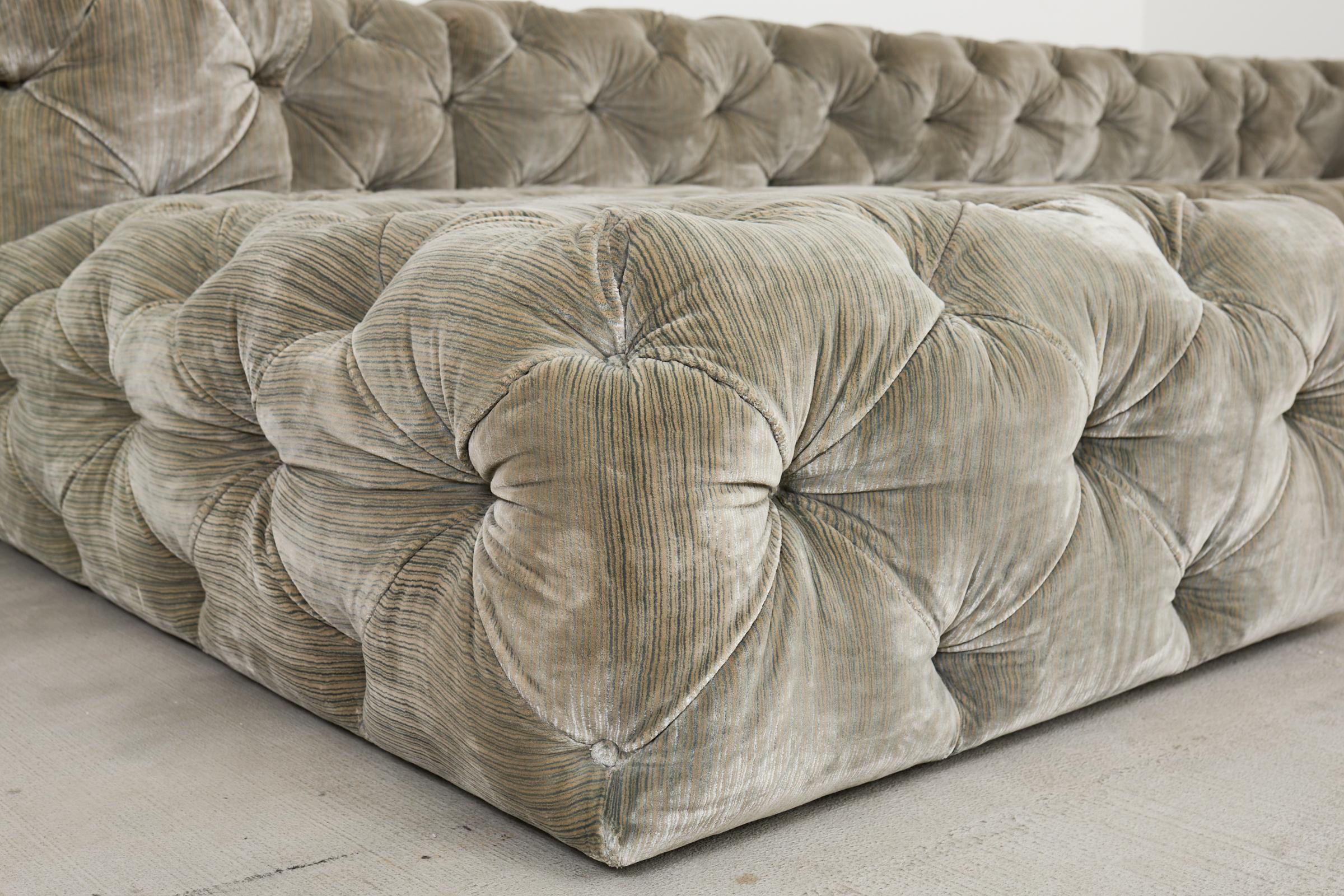Timothy Oulton Soho Tufted U-Shaped Sectional Chaise Sofa 16 Ft. For Sale 9