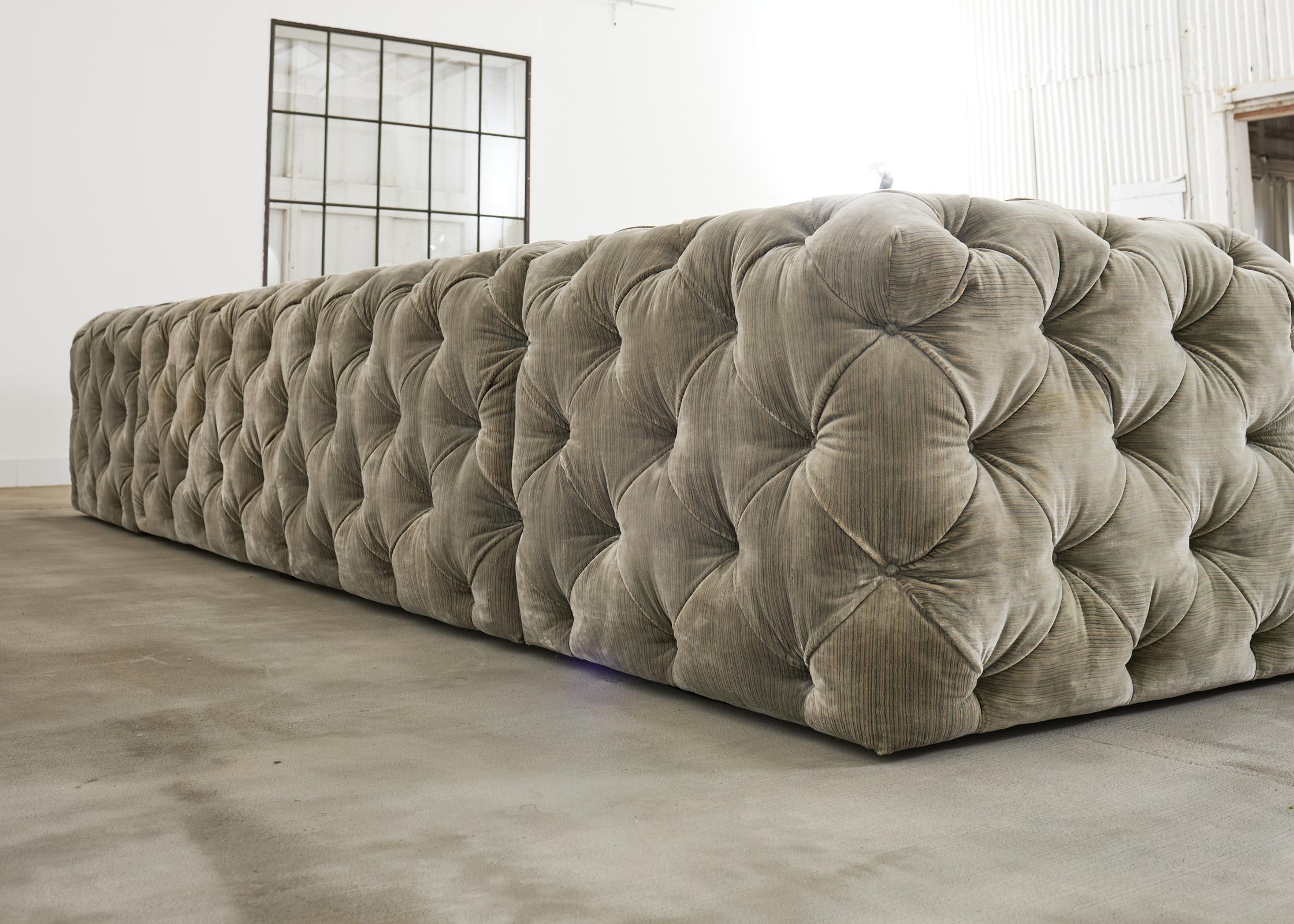 Timothy Oulton Soho Tufted U-Shaped Sectional Chaise Sofa 16 Ft. For Sale 11