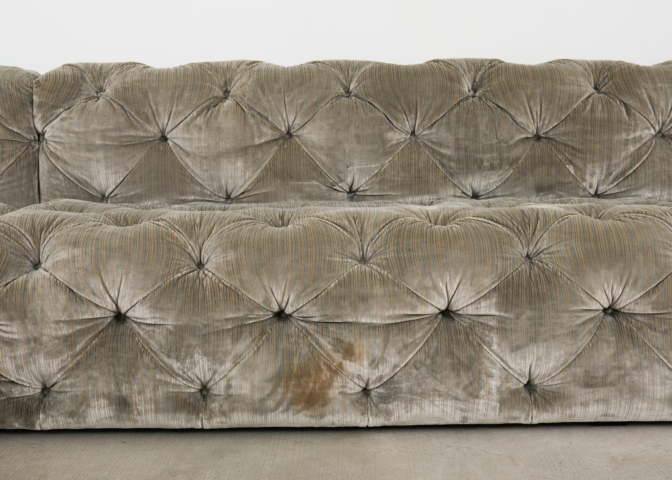 Contemporary Timothy Oulton Soho Tufted U-Shaped Sectional Chaise Sofa 16 Ft. For Sale