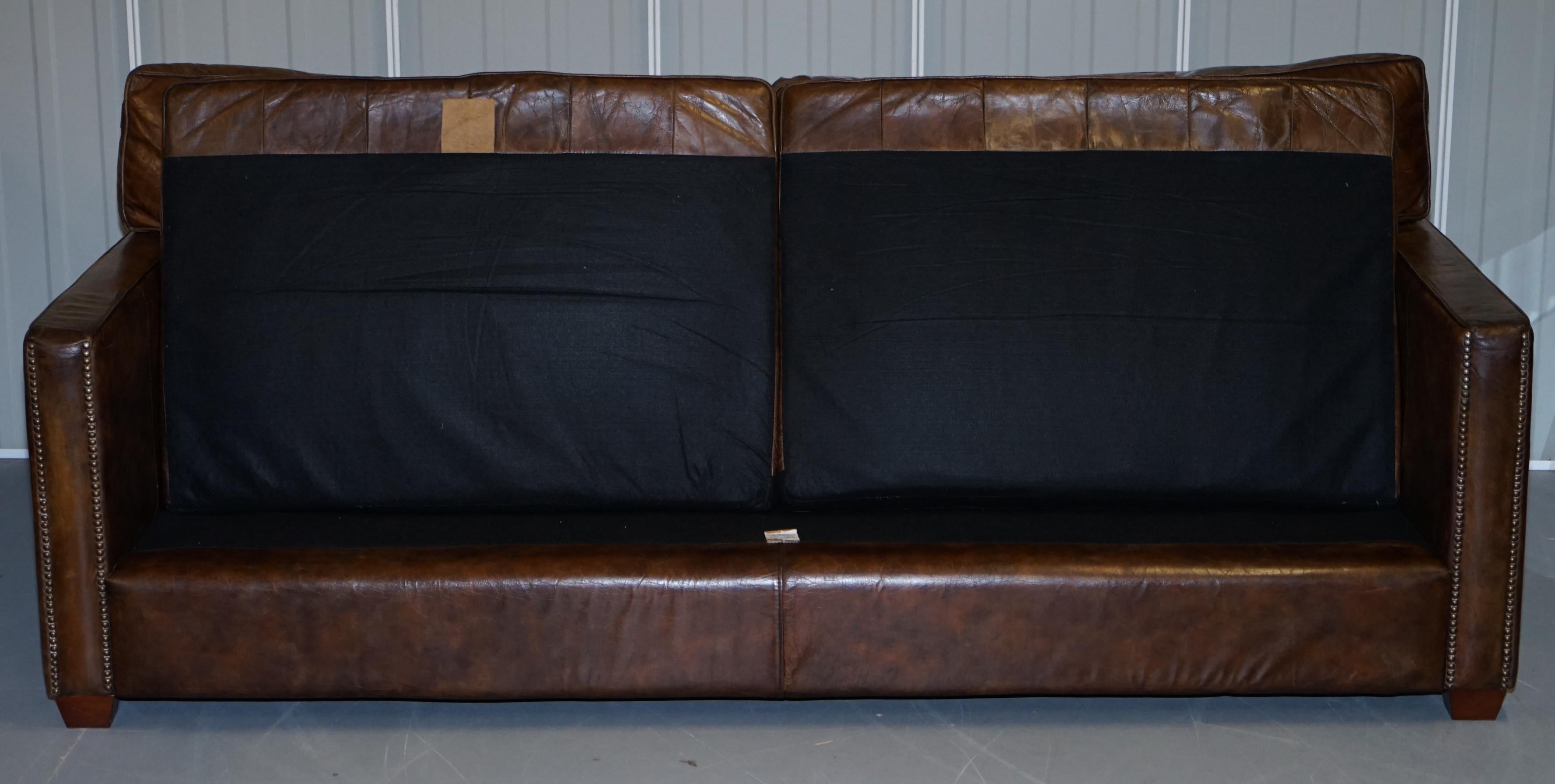 Timothy Oulton Viscount William Halo Three Seat Leather Sofa Part Set 10