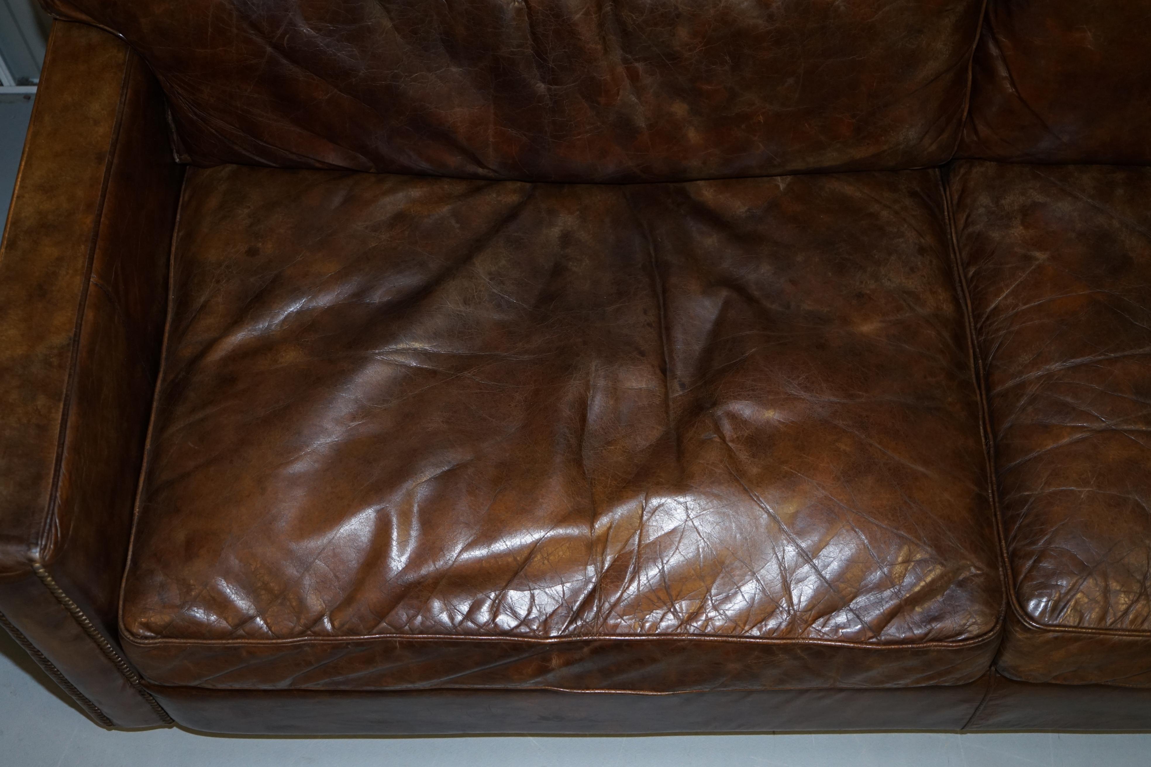 Modern Timothy Oulton Viscount William Halo Three Seat Leather Sofa Part Set