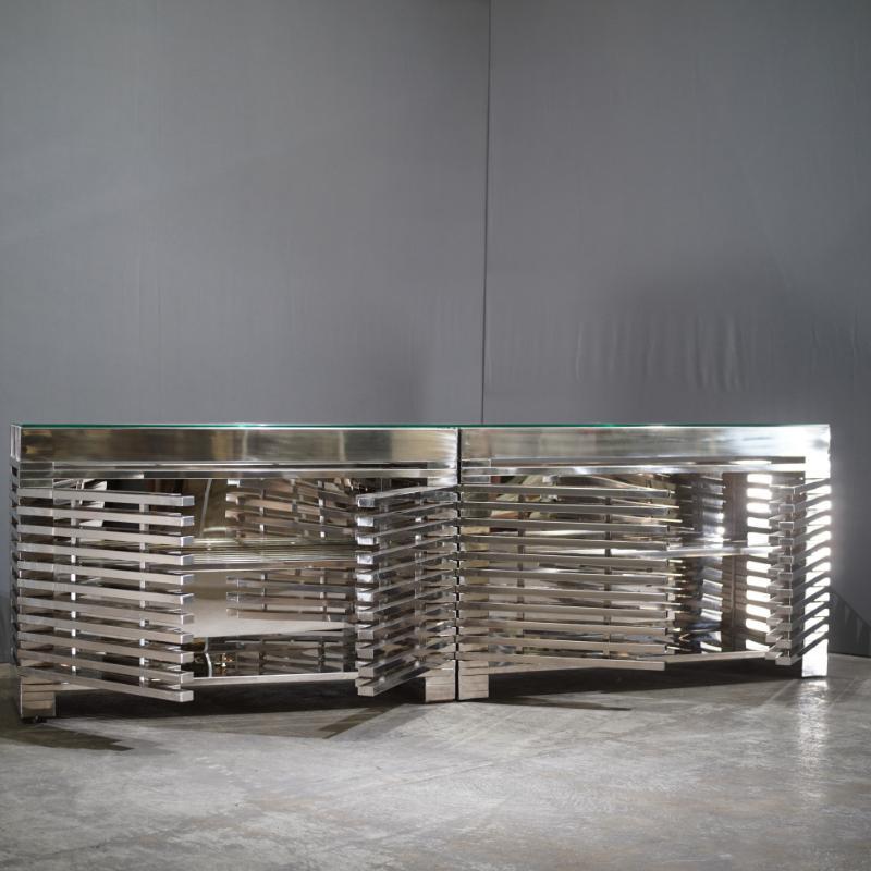 Modern Timothy Oulton Zazenne Sideboard with Custom Glass, Set of Two