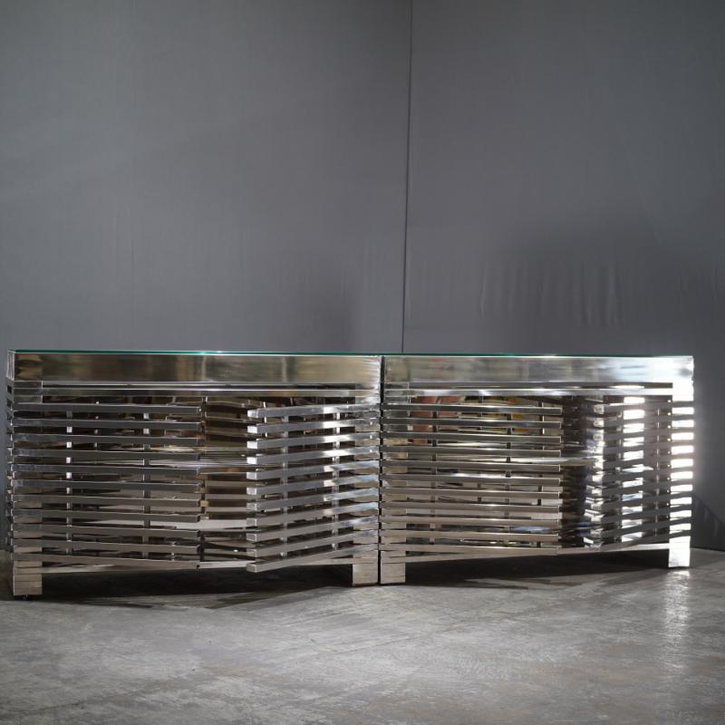 Timothy Oulton Zazenne Sideboard with Custom Glass, Set of Two In Good Condition In Basildon, London