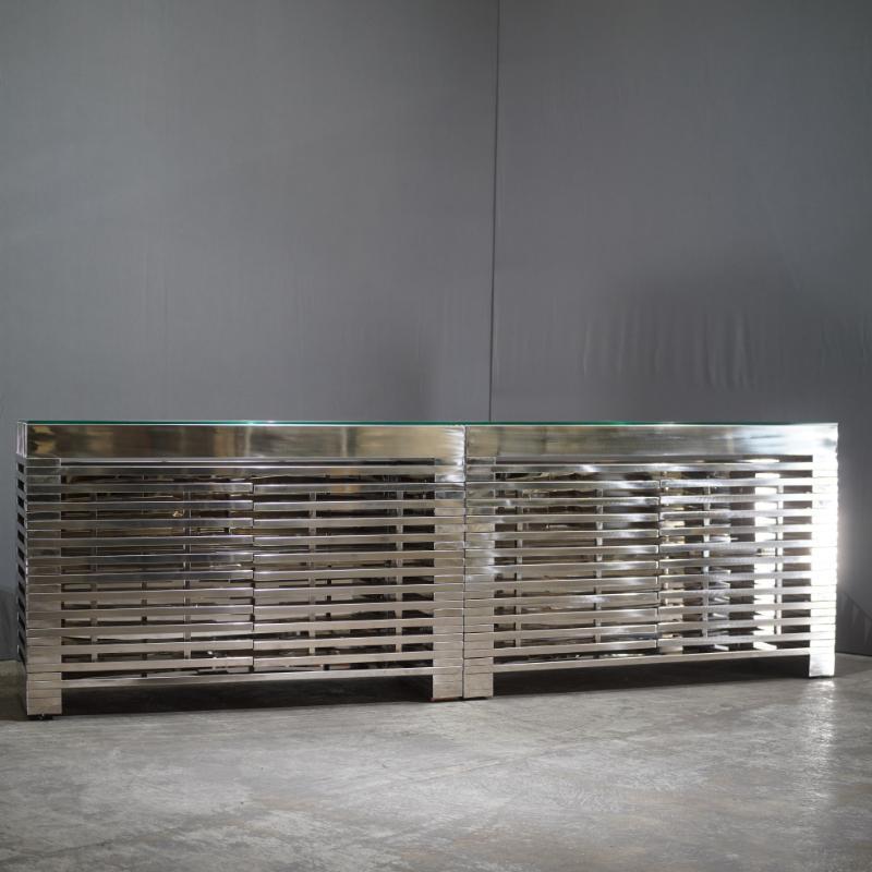 Contemporary Timothy Oulton Zazenne Sideboard with Custom Glass, Set of Two