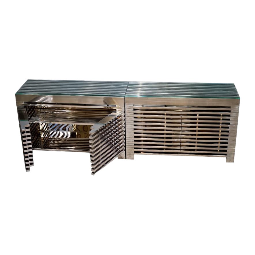 Timothy Oulton Zazenne Sideboard with Custom Glass, Set of Two