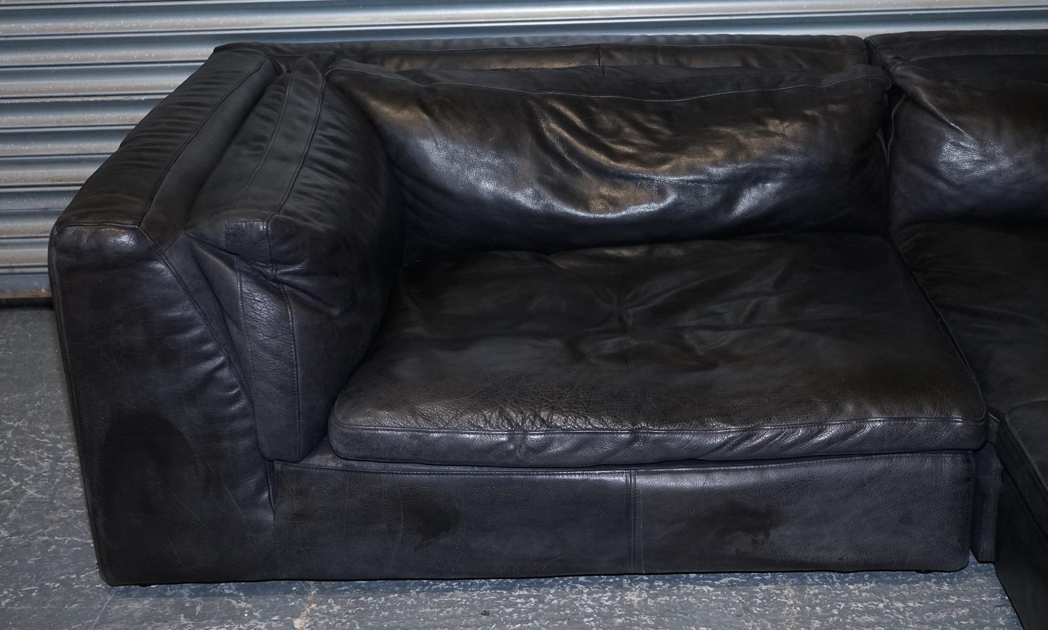 TIMOTHY OULTON ZENNA SECTIONAL GREY LEATHER SOFA FEATHER FiLLED CUSHION RRP £10K For Sale 2