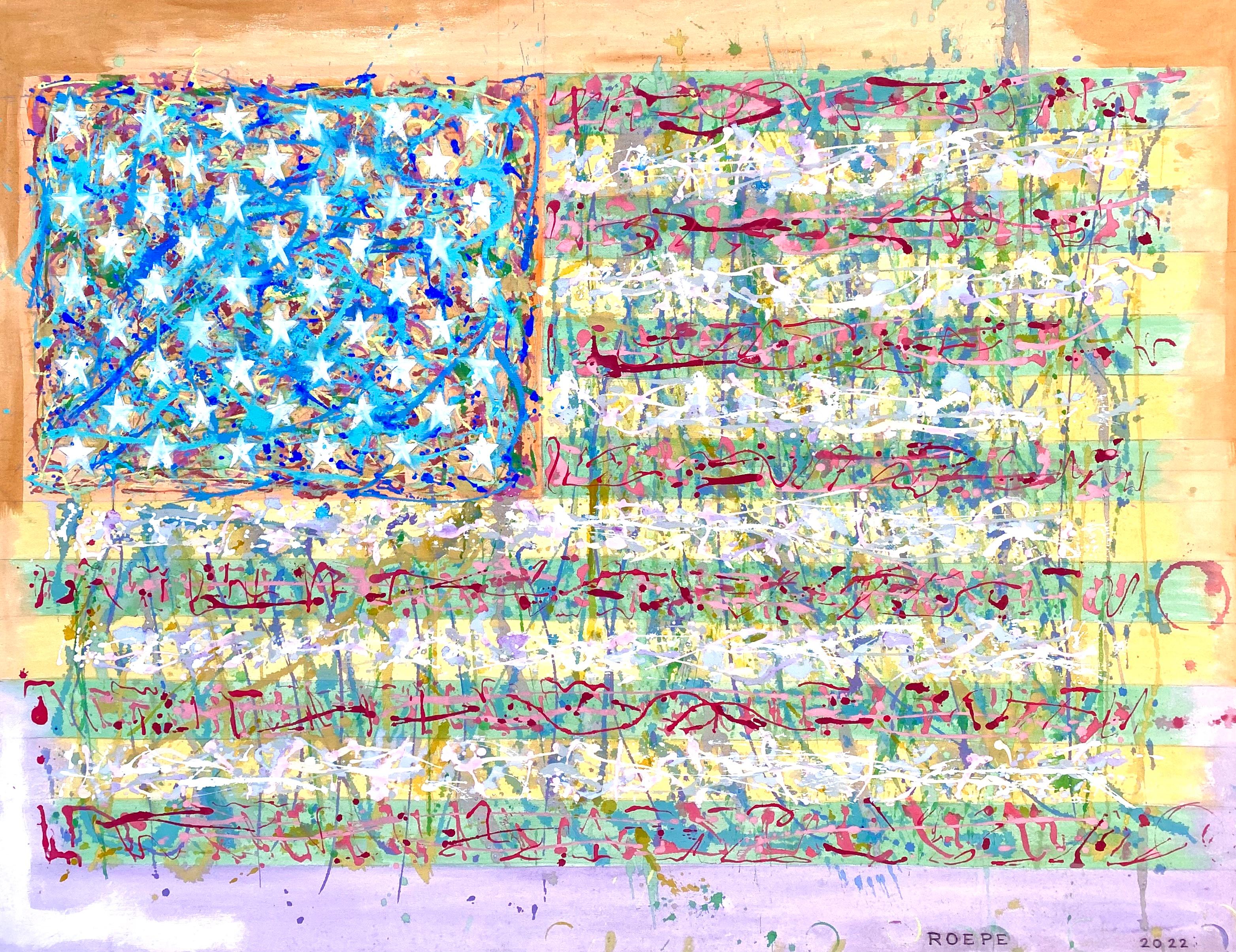 "Bandiera americana serie 4" - Mixed Media Art di Timothy Roepe