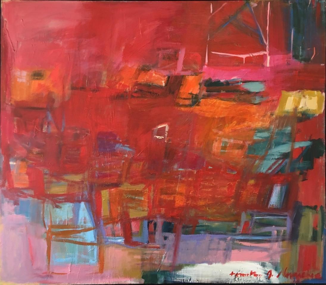 Timothy Sanchez Abstract Painting - Tranquil Red- 56 X 64