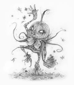 "Jax, the Mischievous Pumpkin Lad" By Timothy Von Rueden, Graphite Drawing