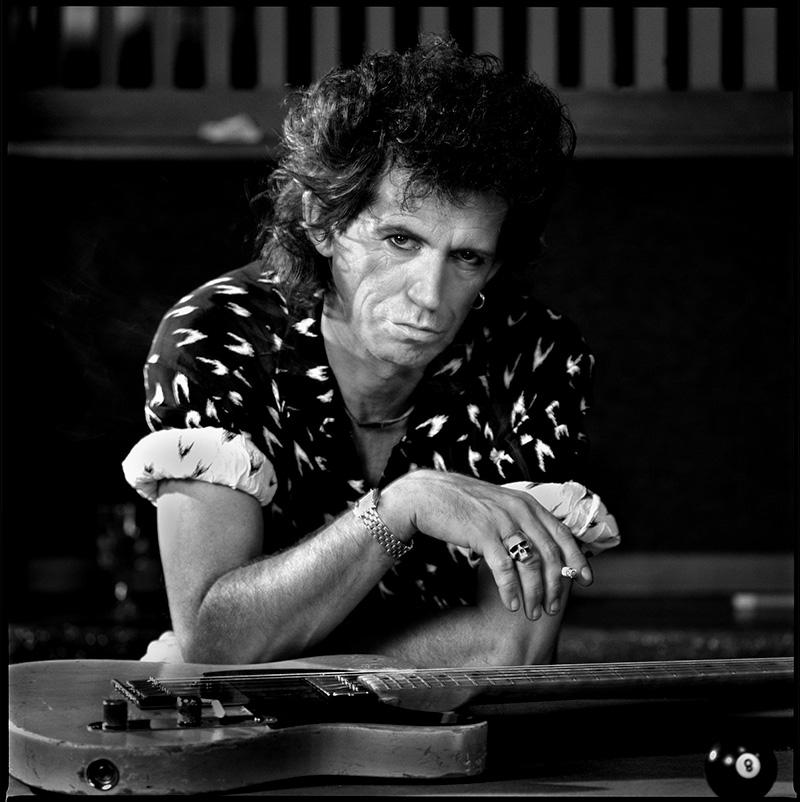 Timothy White Black and White Photograph - Keith Richards on Pool Table