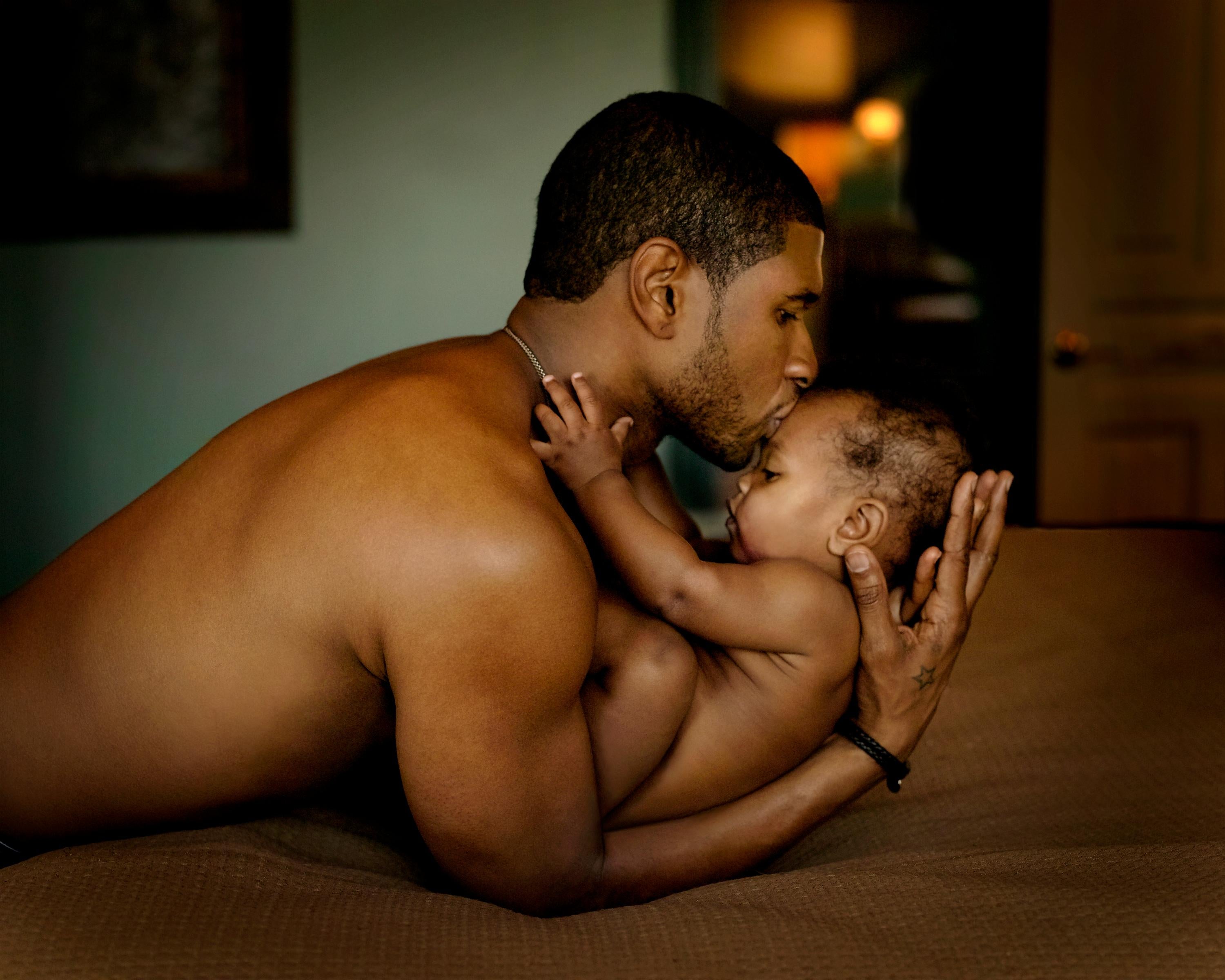 Timothy White Figurative Photograph - Usher and Son - Family Portrait of Father and Baby, Fine Art Photography