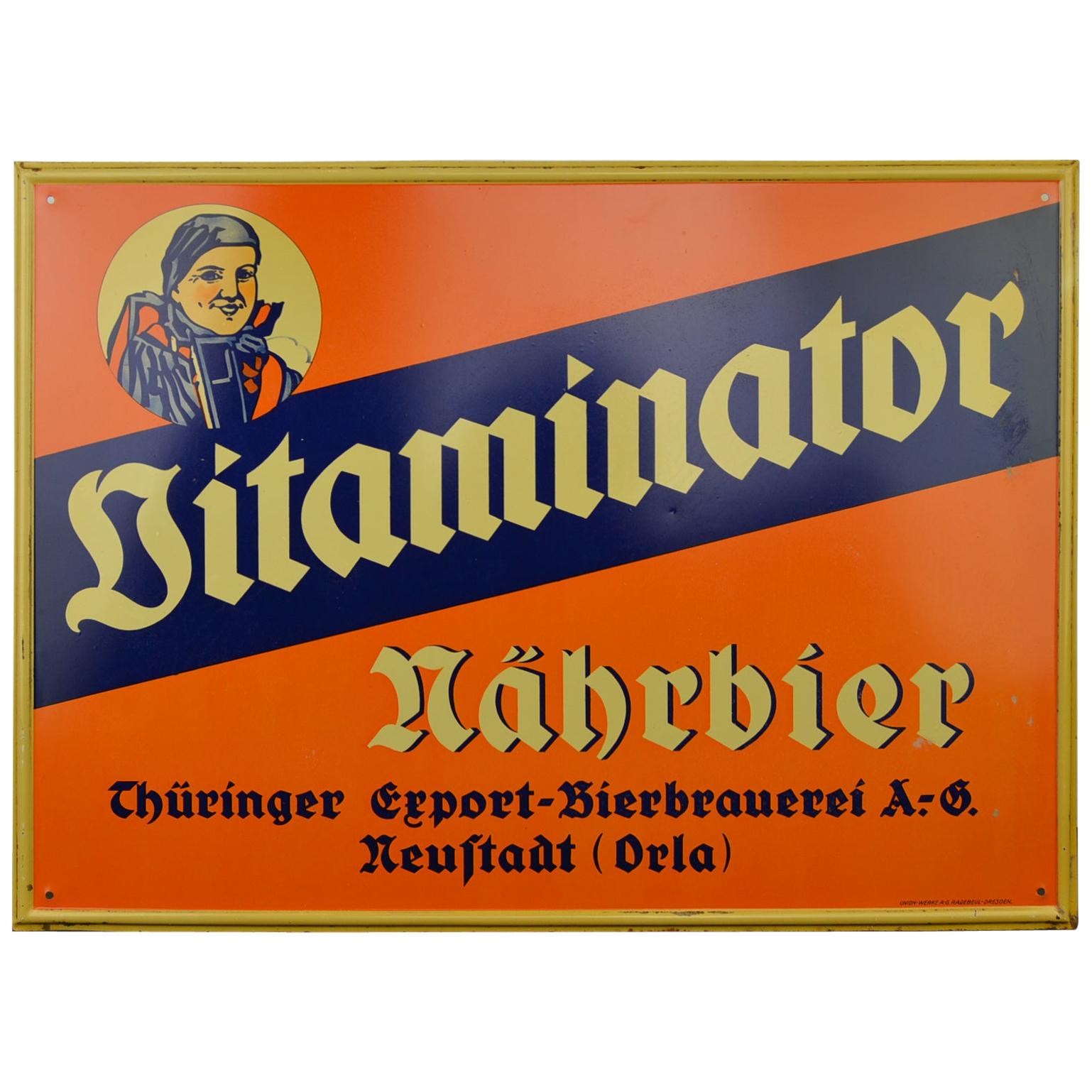 Tin Advertising Beer Sign, Germany, 1940s