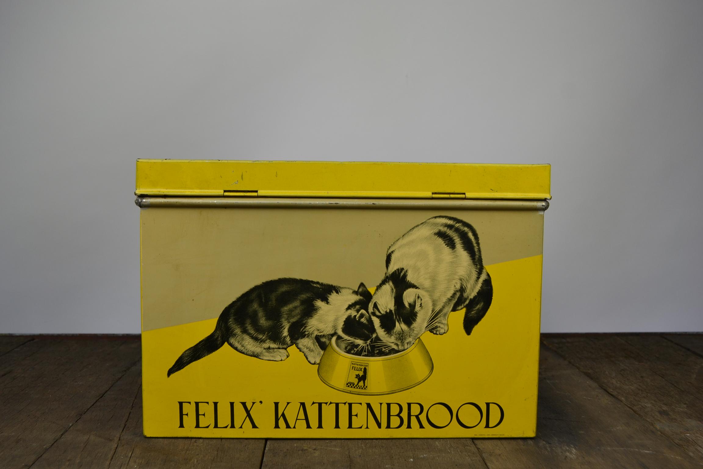 Tin Box with Felix the Cat, Mid-20th Century , Holland  1