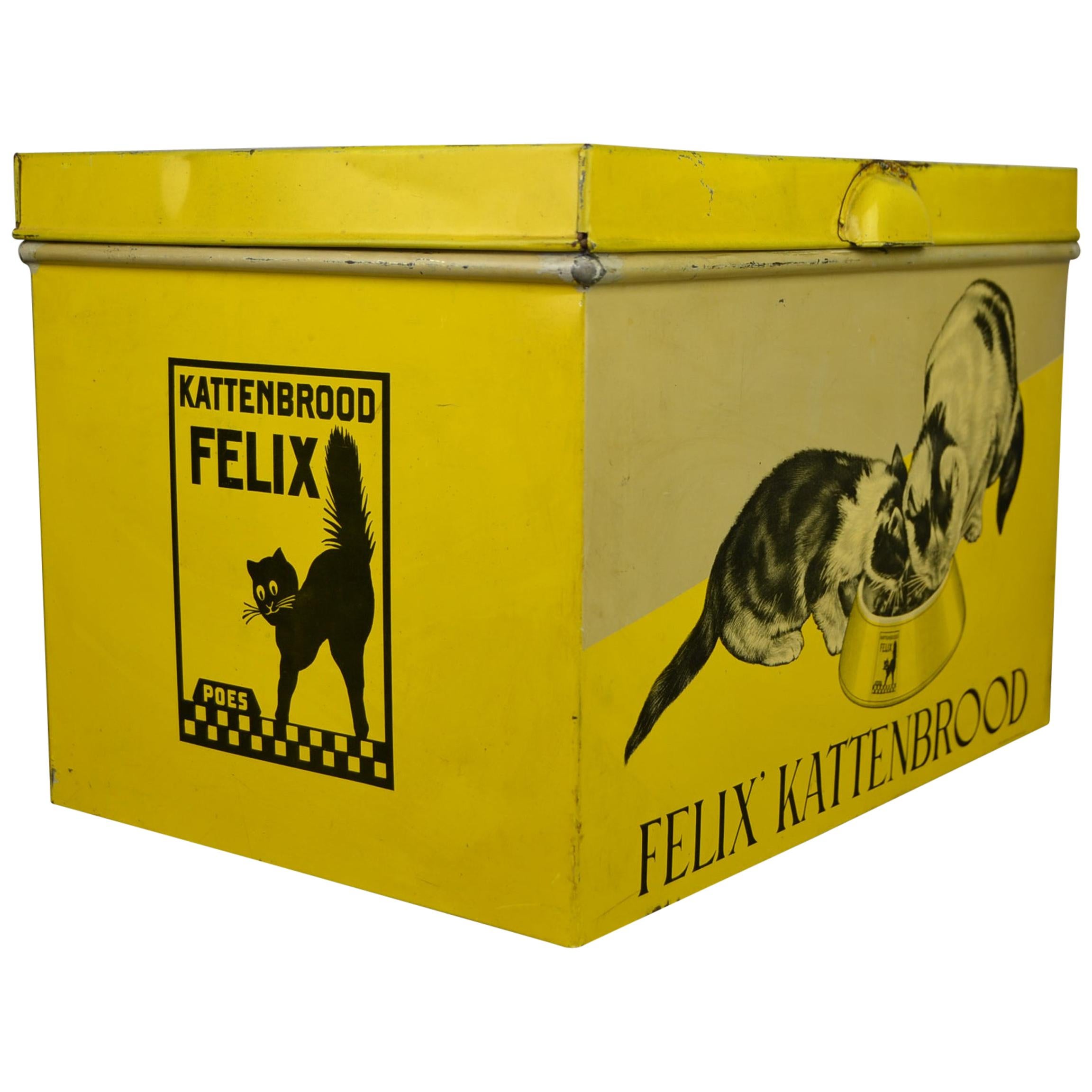 Tin Box with Felix the Cat, Mid-20th Century , Holland 
