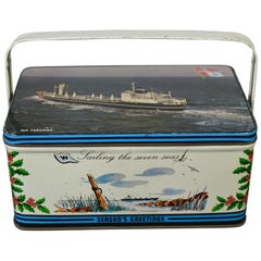 Vintage Tin Box with Handle, Wilh. Wilhelmsen Shipping Company, Oslo, Norway