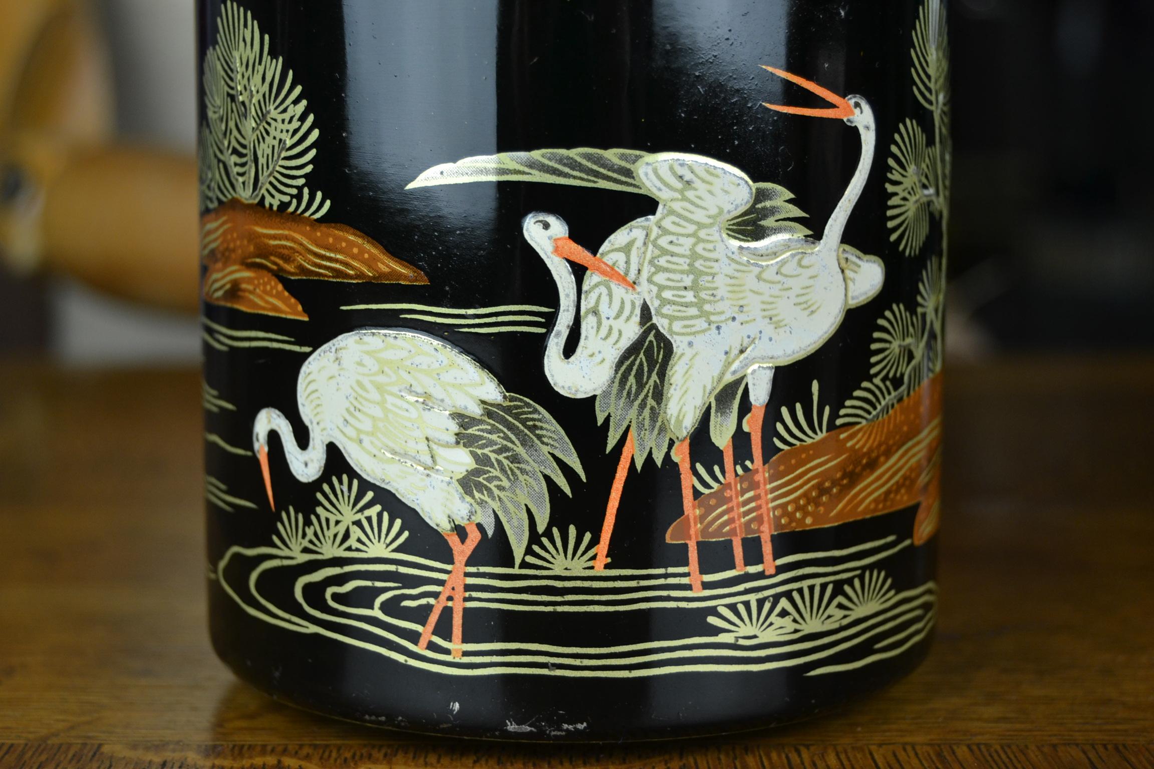 Tin Boxes with Flamingo and Cranes, Oriental Style 5