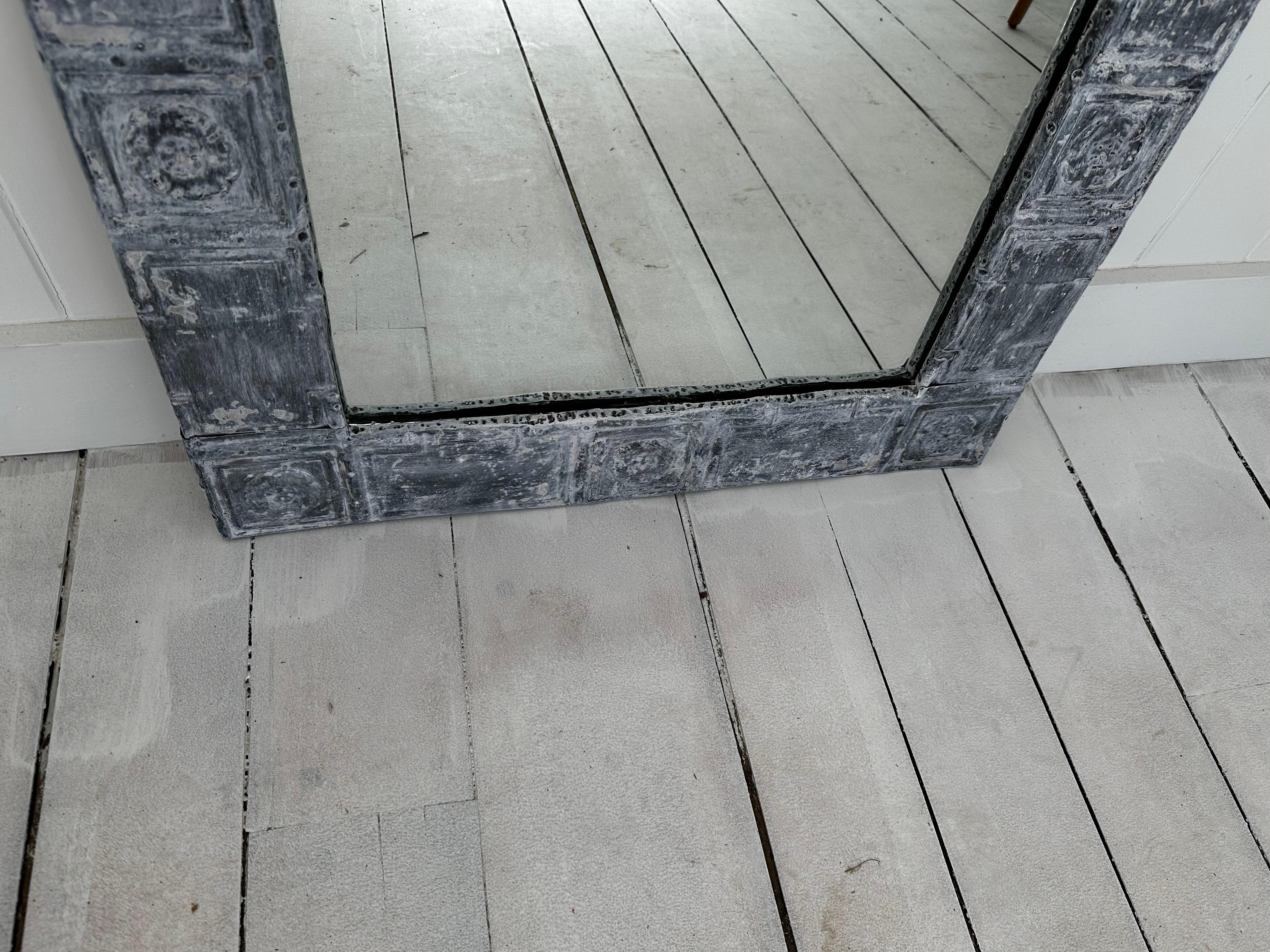 20th Century Tin Ceiling Tile Industrial Style Mirror For Sale