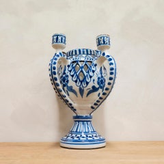 Tin Glaze Pottery Candelabra Vase
