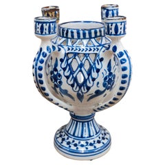 Tin Glaze Pottery Candelabra Vase