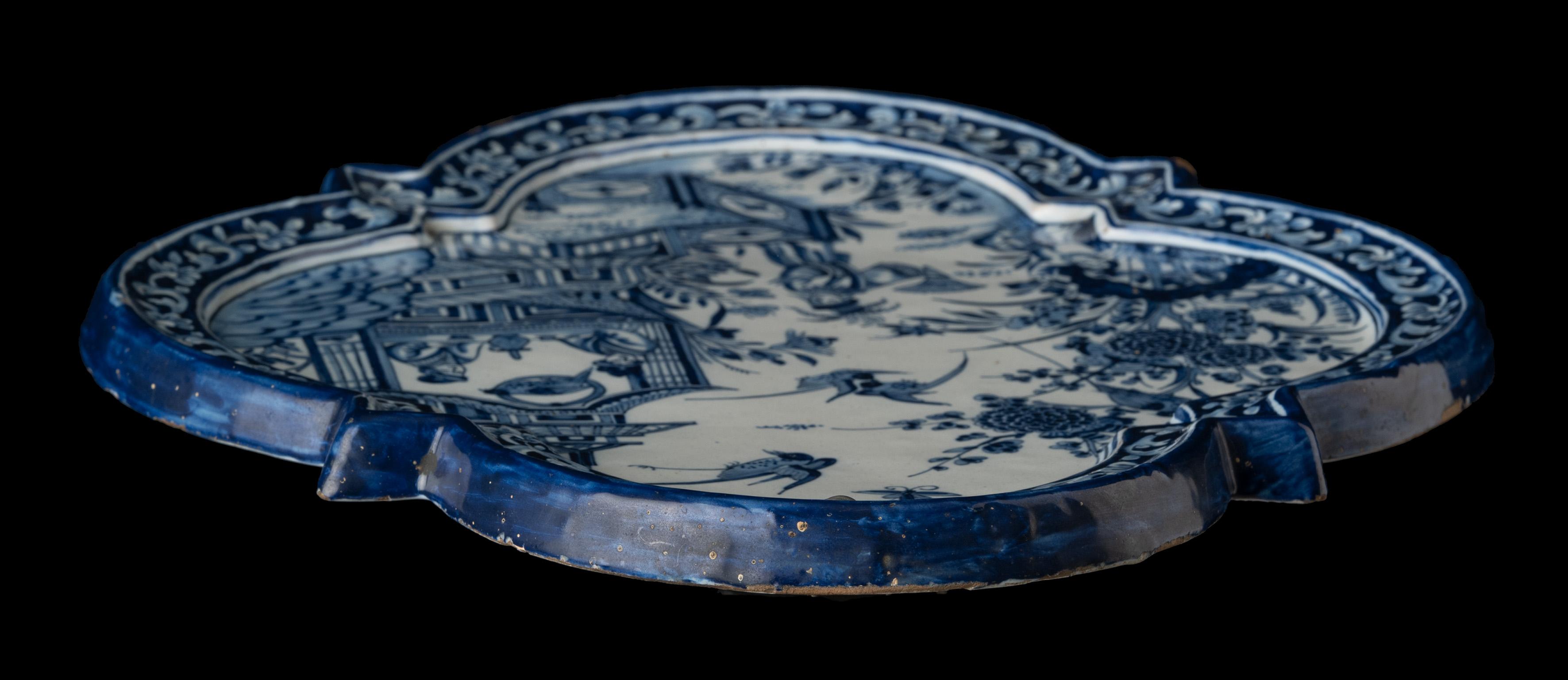 Baroque Tin-Glazed Plaque in the Style of Old Dutch Delftware For Sale