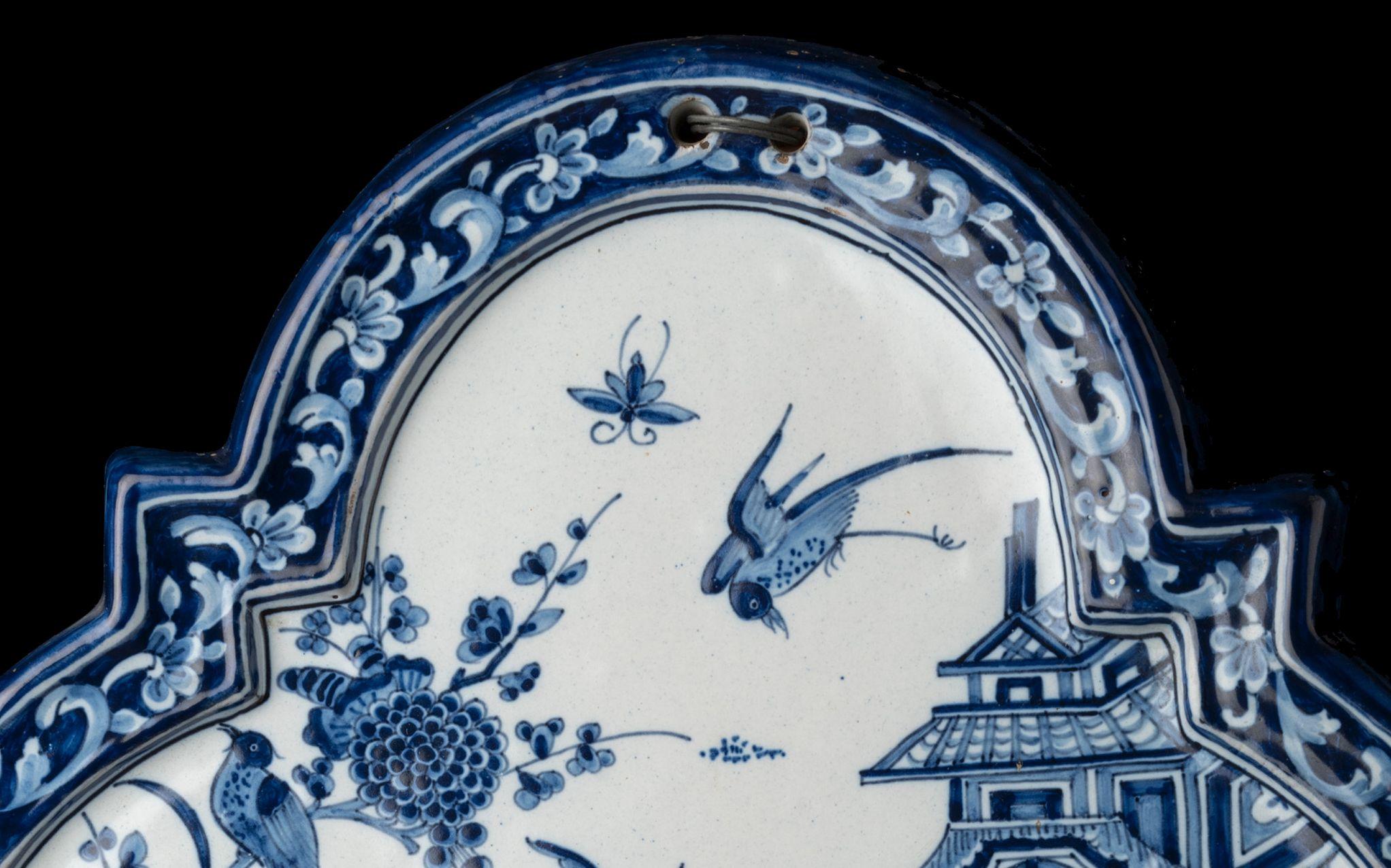 Hand-Painted Tin-Glazed Plaque in the Style of Old Dutch Delftware For Sale