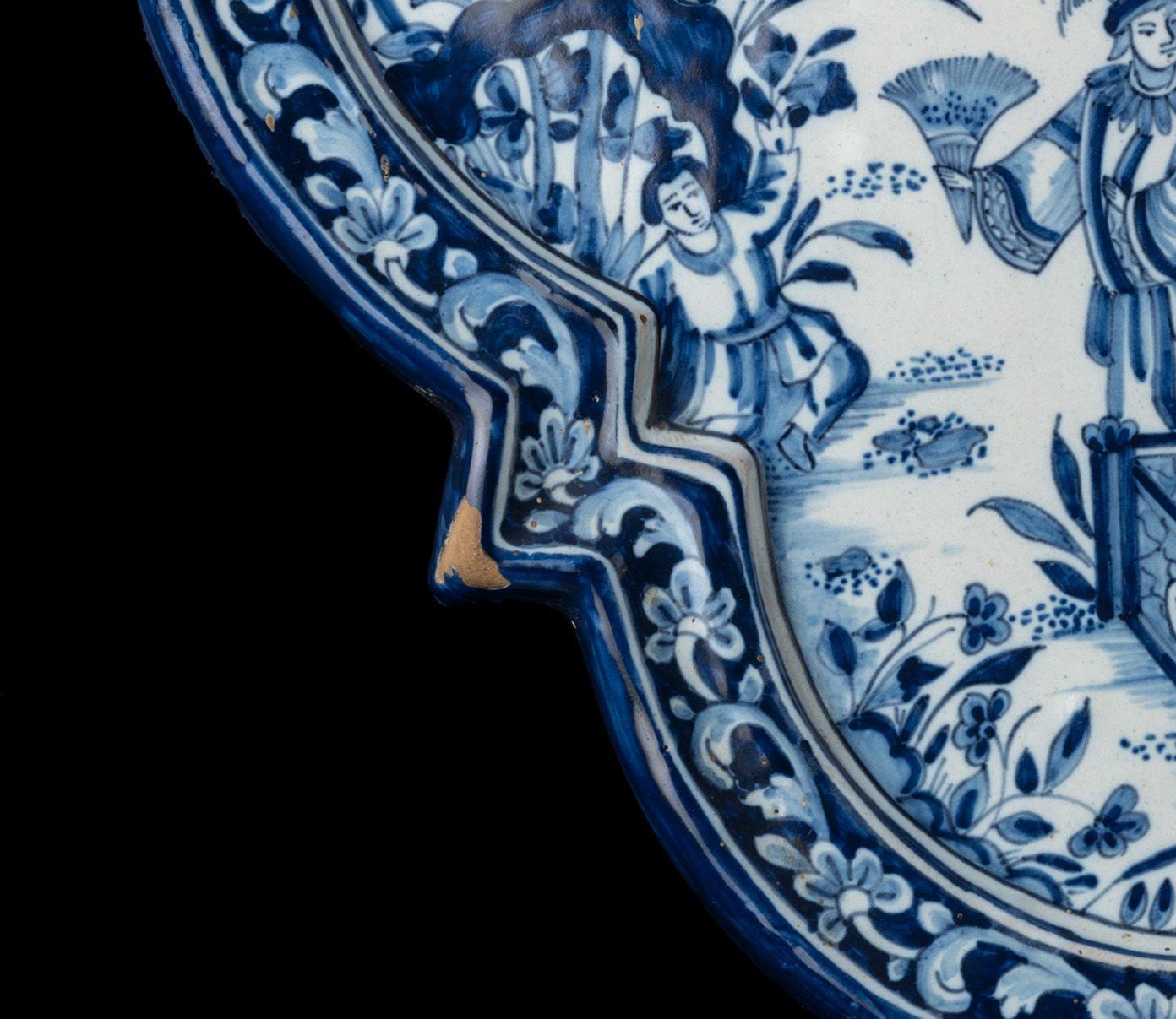 Ceramic Tin-Glazed Plaque in the Style of Old Dutch Delftware For Sale