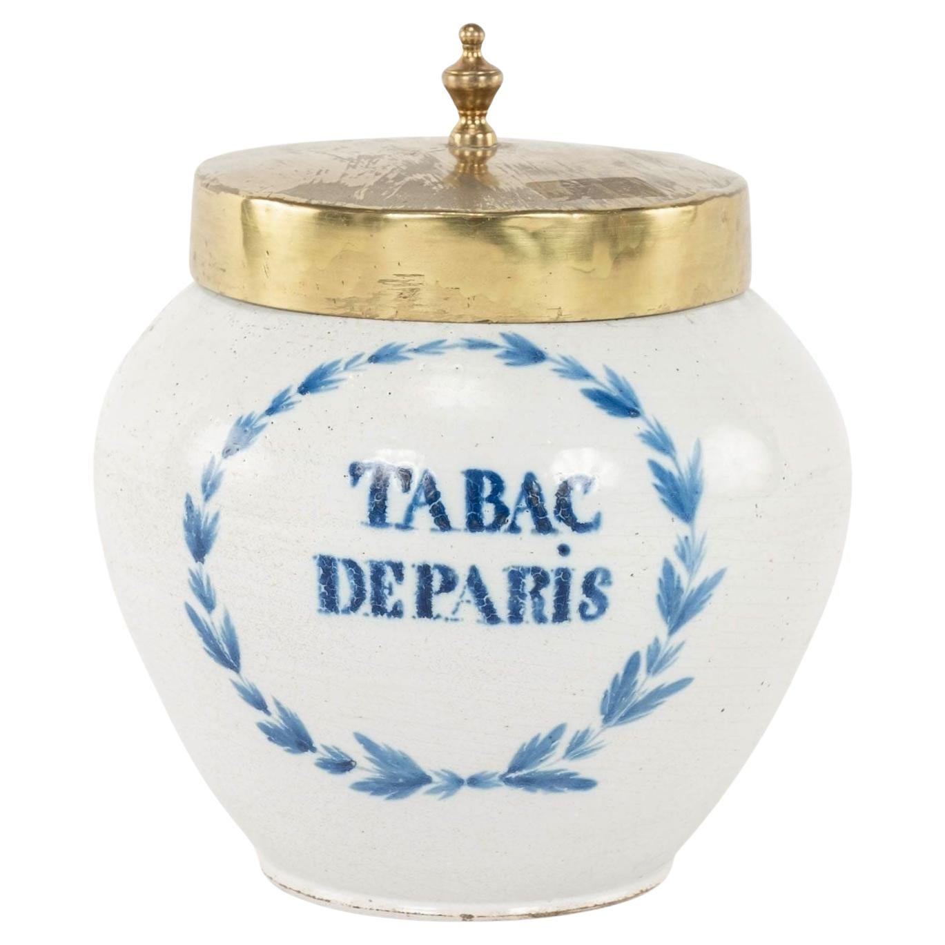 Tin-Glazed "Tabac deParis" Tobacco Jar