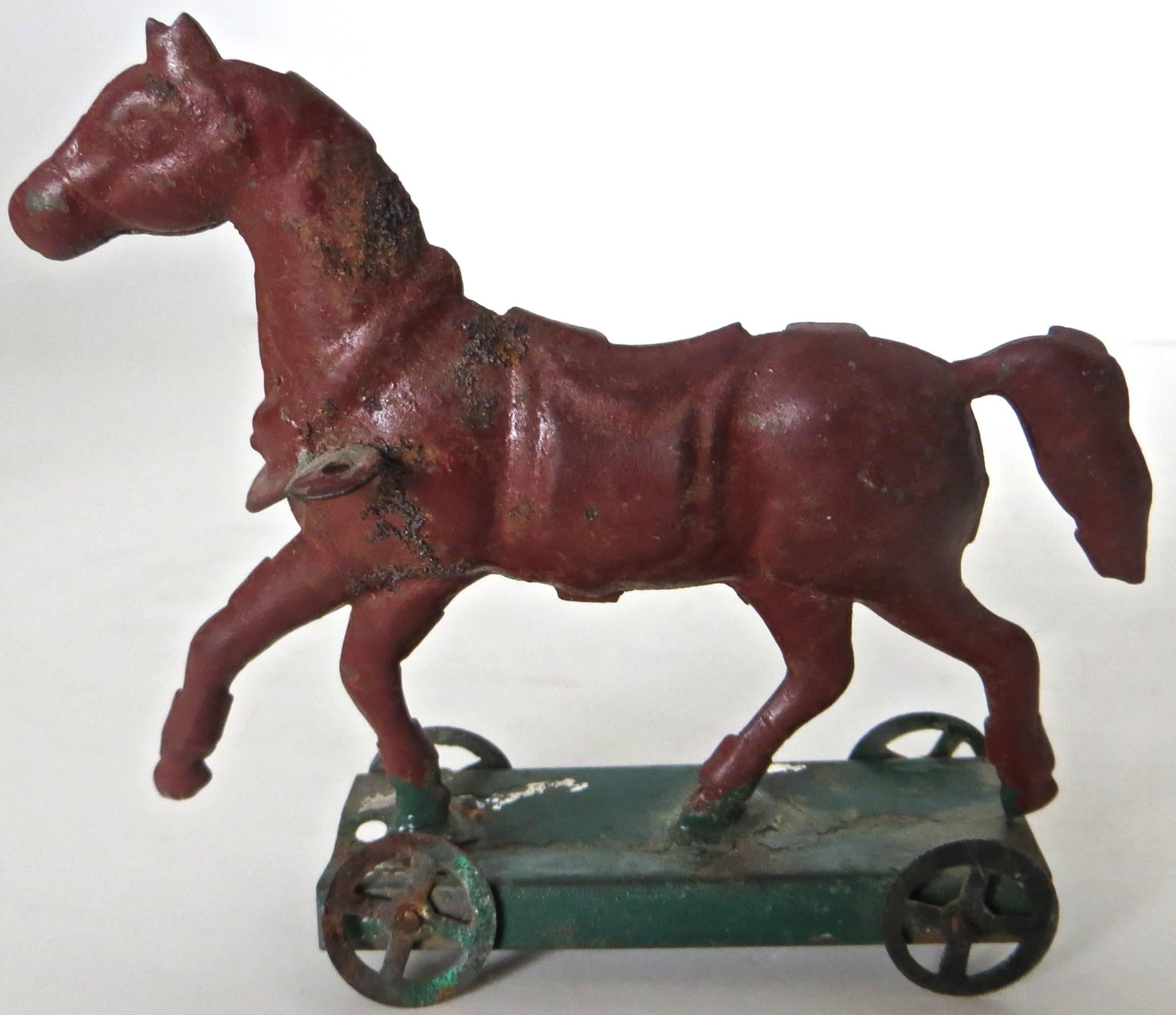 Penny Toys were just that; toys made to sell for a penny or very inexpensively. This particular toy was manufactured in Germany (probably Nuremberg) for the American market, circa 1890; about the same time 