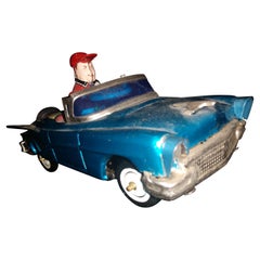 Tin Litho "Bump N Go Car" Windup Japan C1960