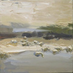 Beautiful English Cotswolds Original Impasto Winter Oil Painting SNOW & SHEEP