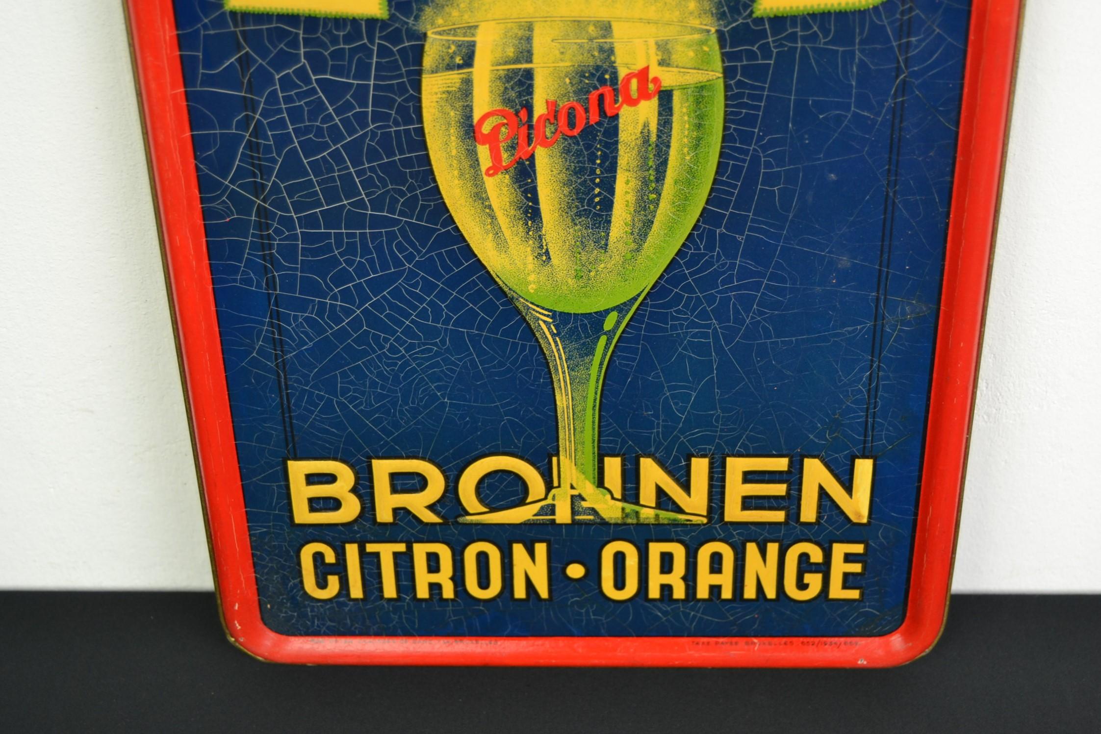 Art Deco Tin Sign Lemonade, 1930s, Belgium
