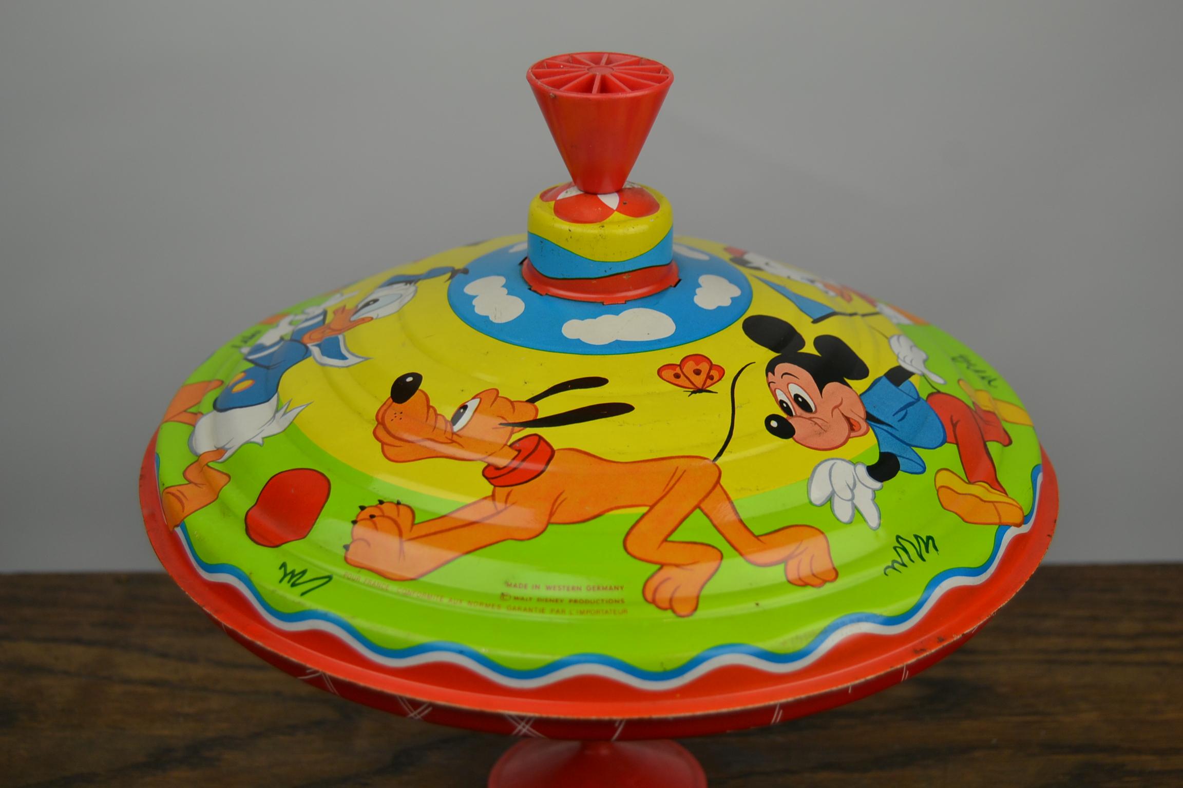 Tin Spinning Top Toy , Disney Characters  by LBZ, Western Germany For Sale 2