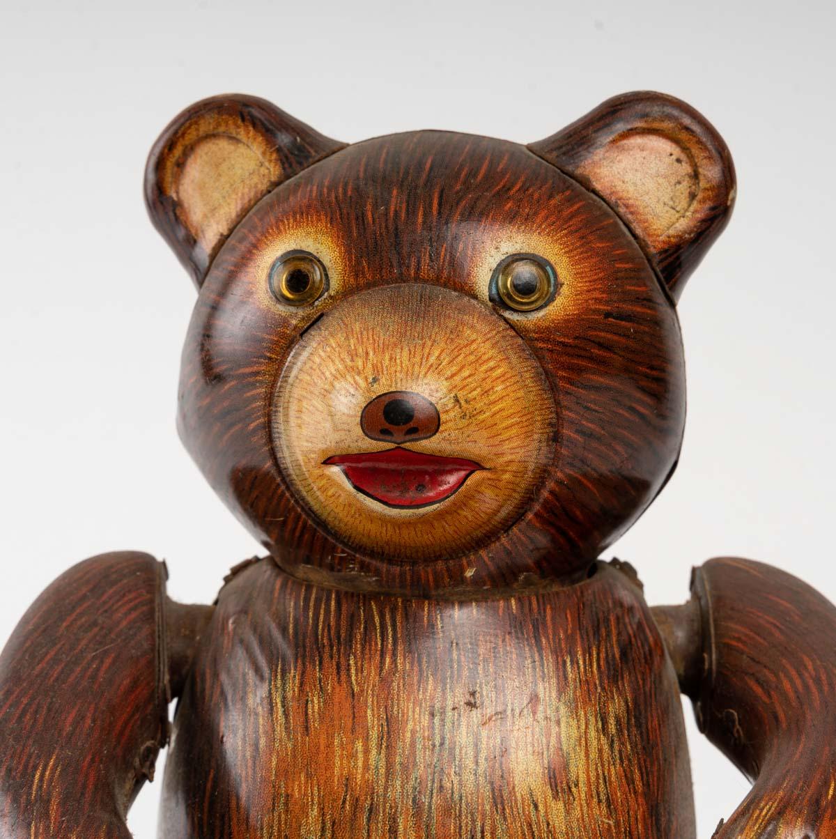 Tin Toy, Bear with Tambourine For Sale 1