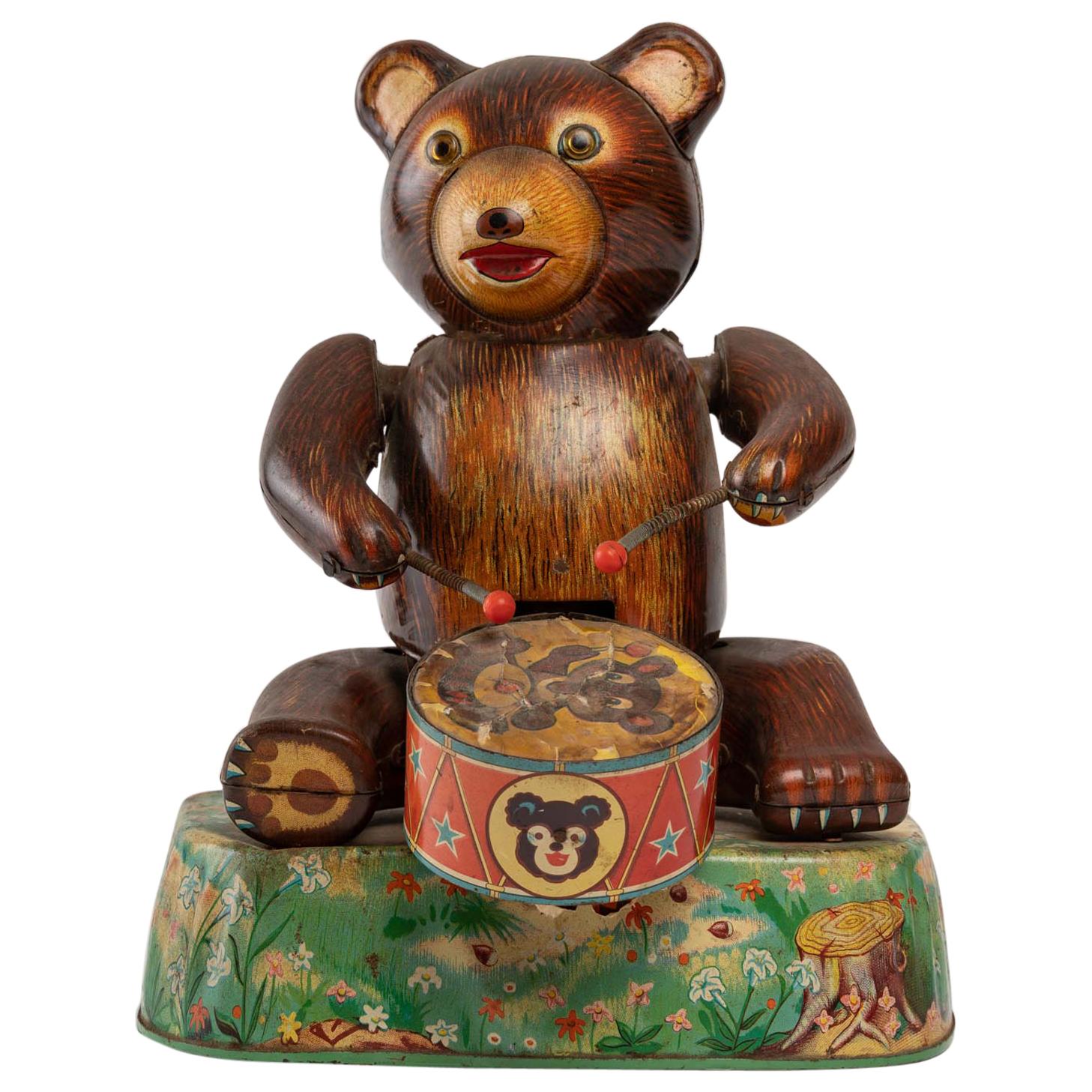 Tin Toy, Bear with Tambourine For Sale at 1stDibs | bear tin
