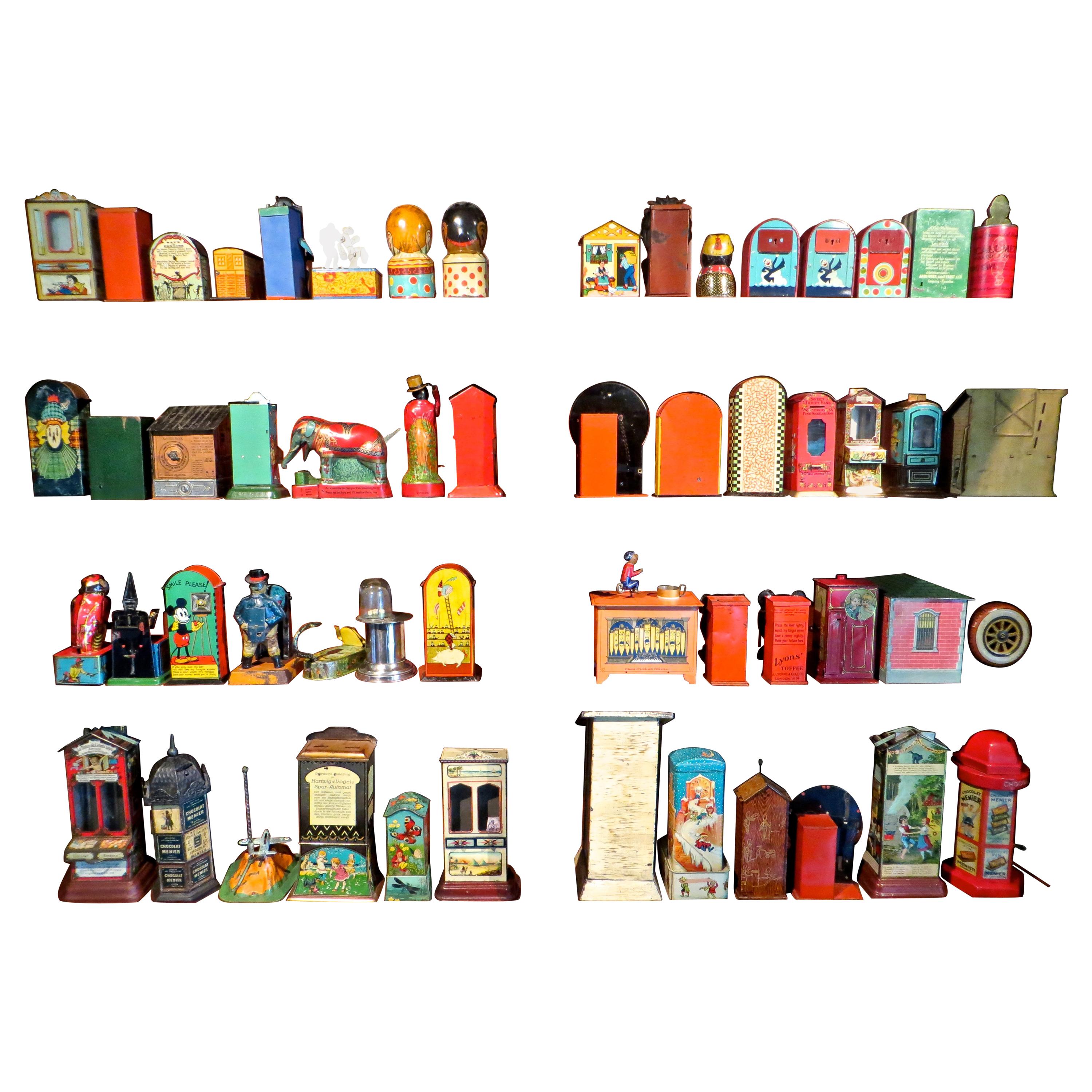 Tin Toy Mechanical Bank Collection '55 Banks', circa 1888 through 1930s For Sale at 1stDibs