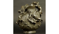 Tin Vase with Nymphs Henri Huppe, Turn of the 19th and 20th Centuries