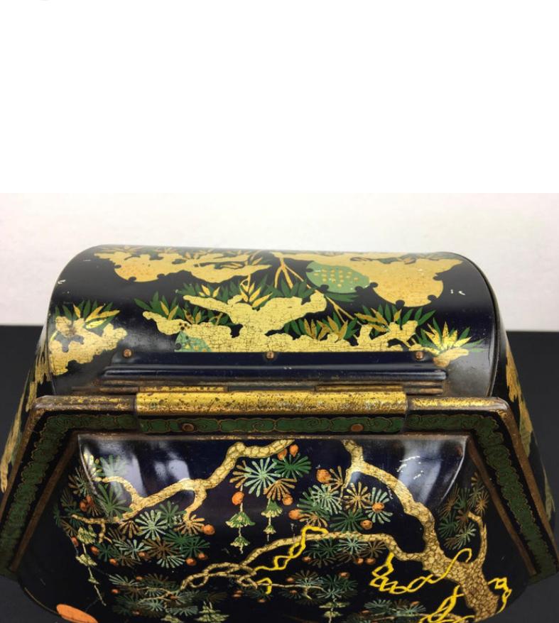 Tin with Cranes, Asian Style, Early 20th Century For Sale 7
