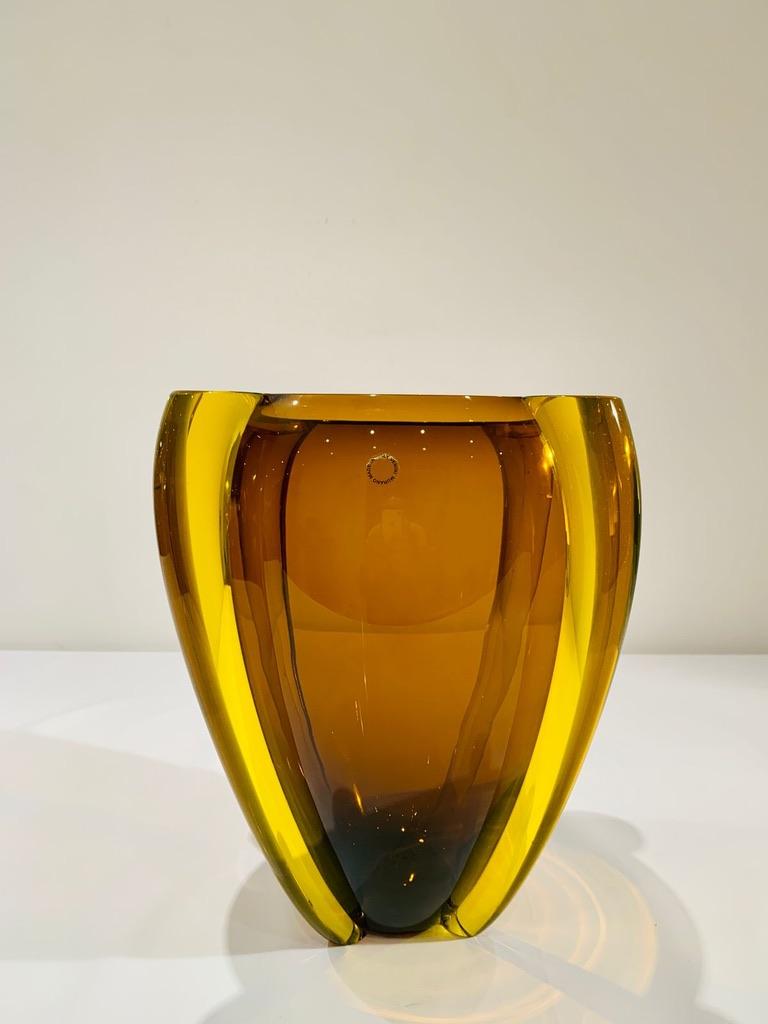 Mid-Century Modern Tina Aufiero for Venini Murano glass 'Alboino' amber vase 1983 For Sale