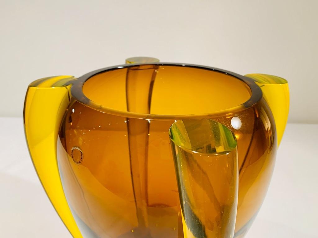 Italian Tina Aufiero for Venini Murano glass 'Alboino' amber vase 1983 For Sale