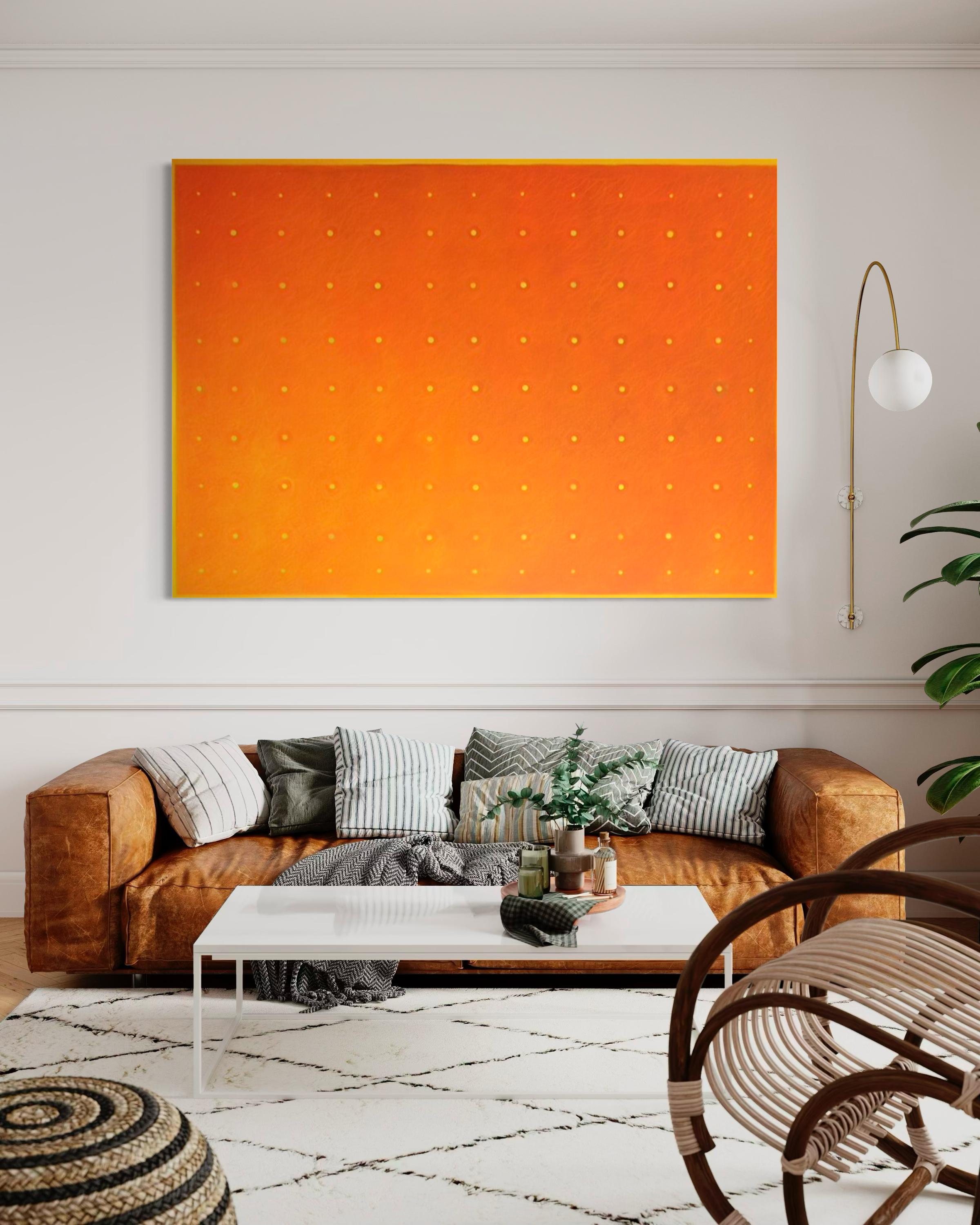 Dotson Orange 117 - Grande peinture abstraite - Contemporain Mixed Media Art par Tina Bluefield