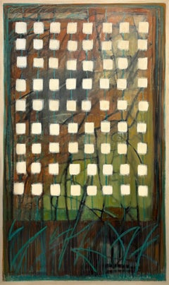"By the River" - Contemporary Geometric Abstract Art in Green and Earth Tones