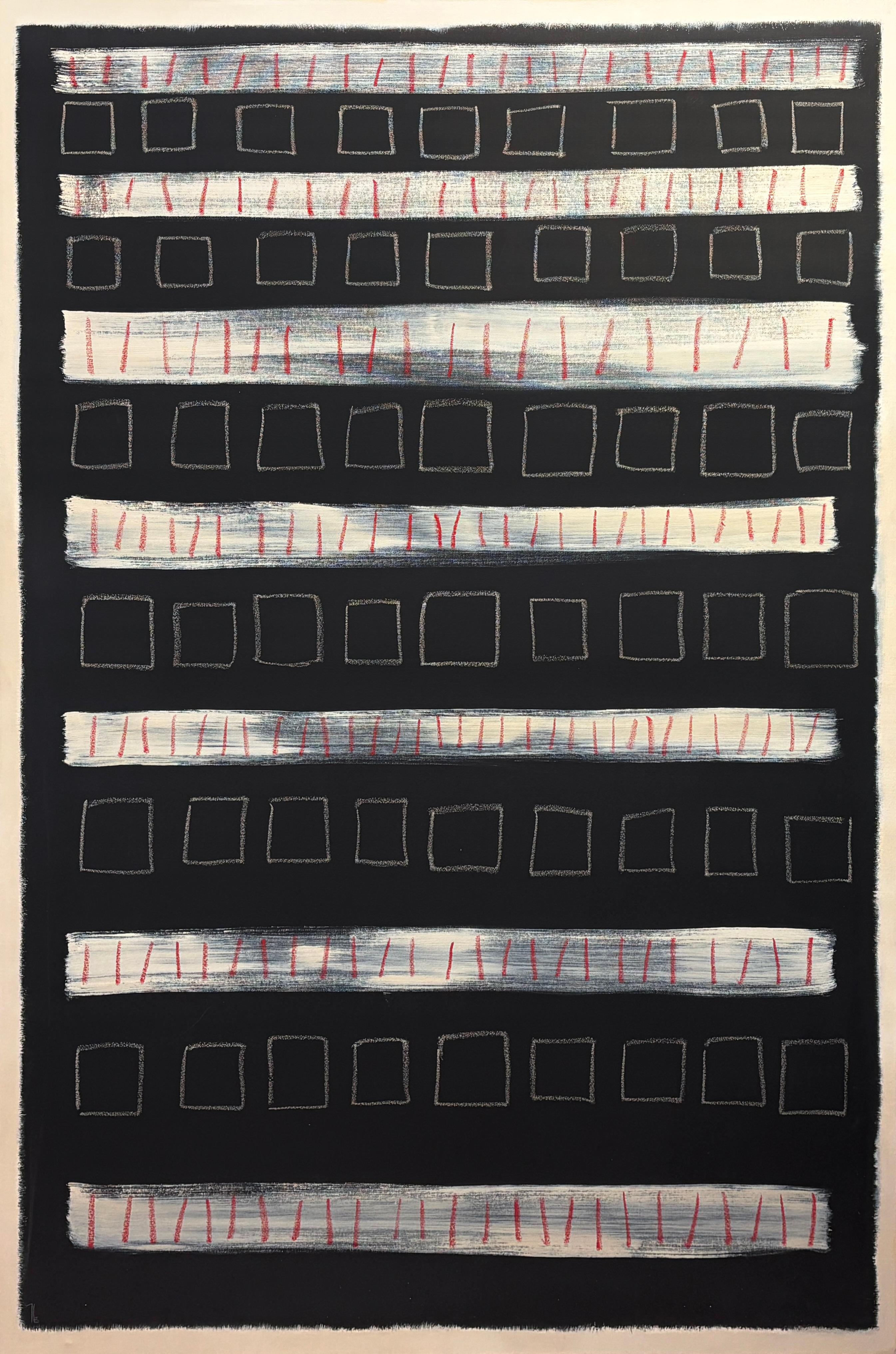 "Calendario" - Minimalismo astratto geometrico contemporaneo in bianco, nero e rosso