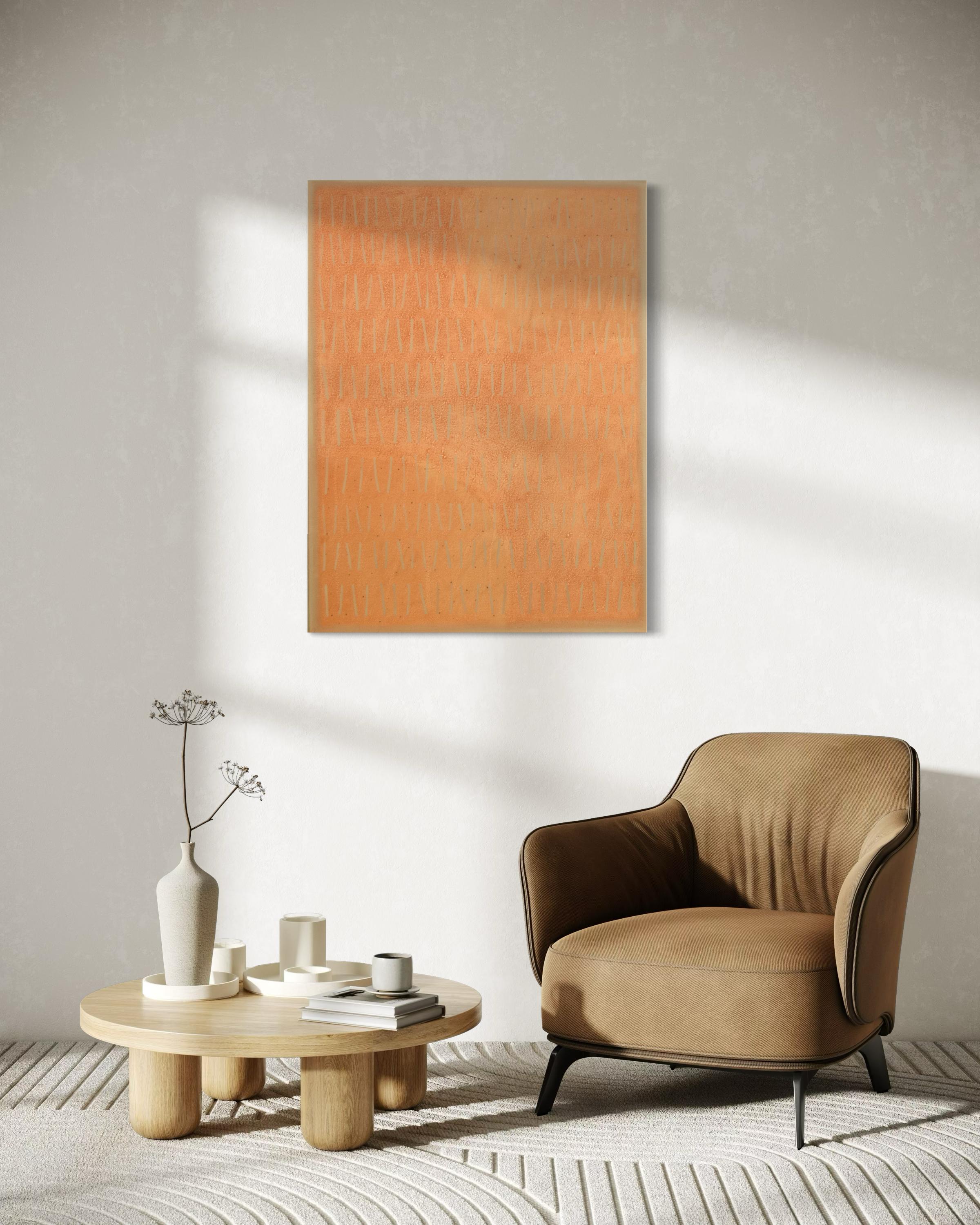 Gris coral - Pintura abstracta grande - Mixed Media Art Contemporáneo de Tina Bluefield