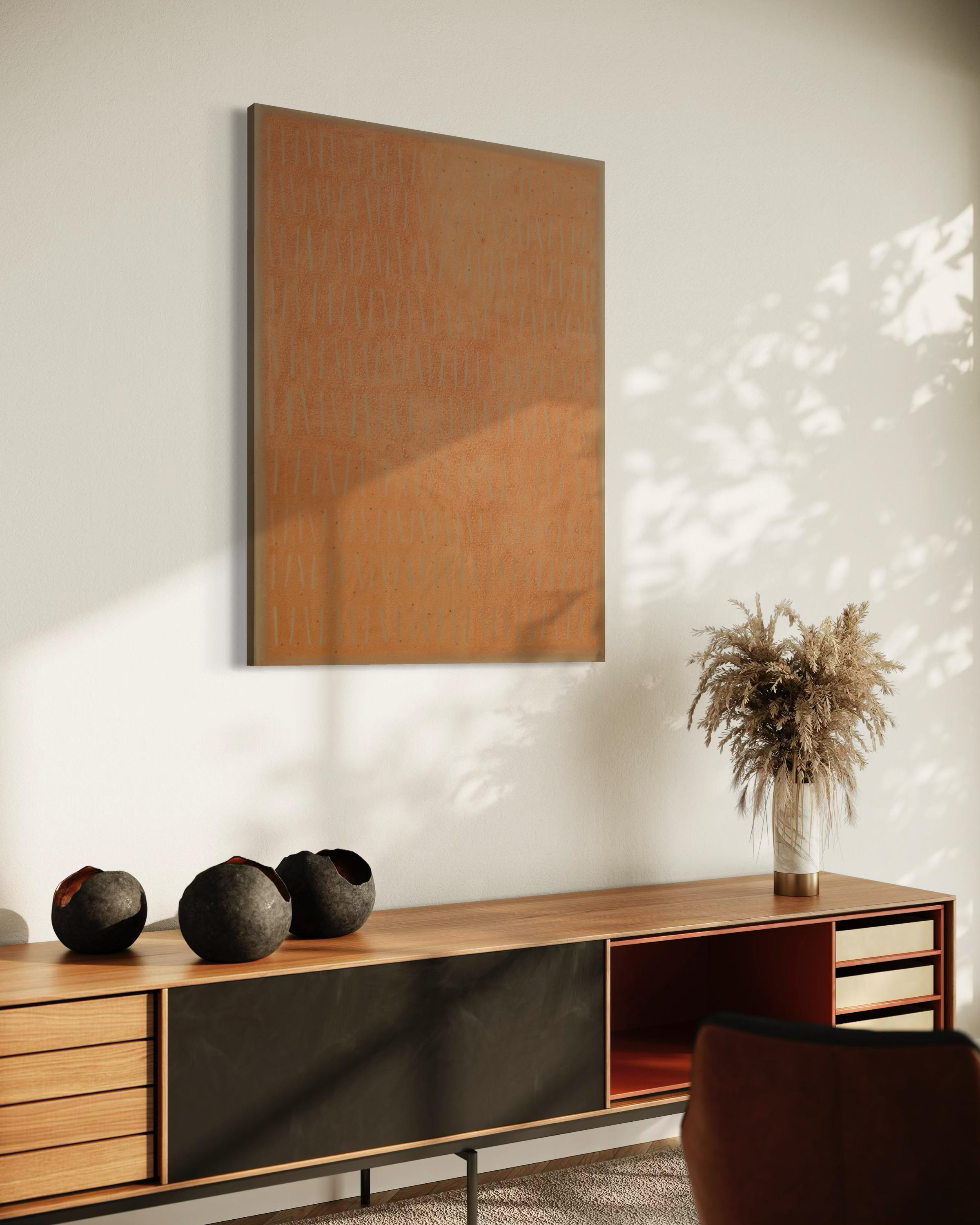 Gris coral - Pintura abstracta grande en venta 1
