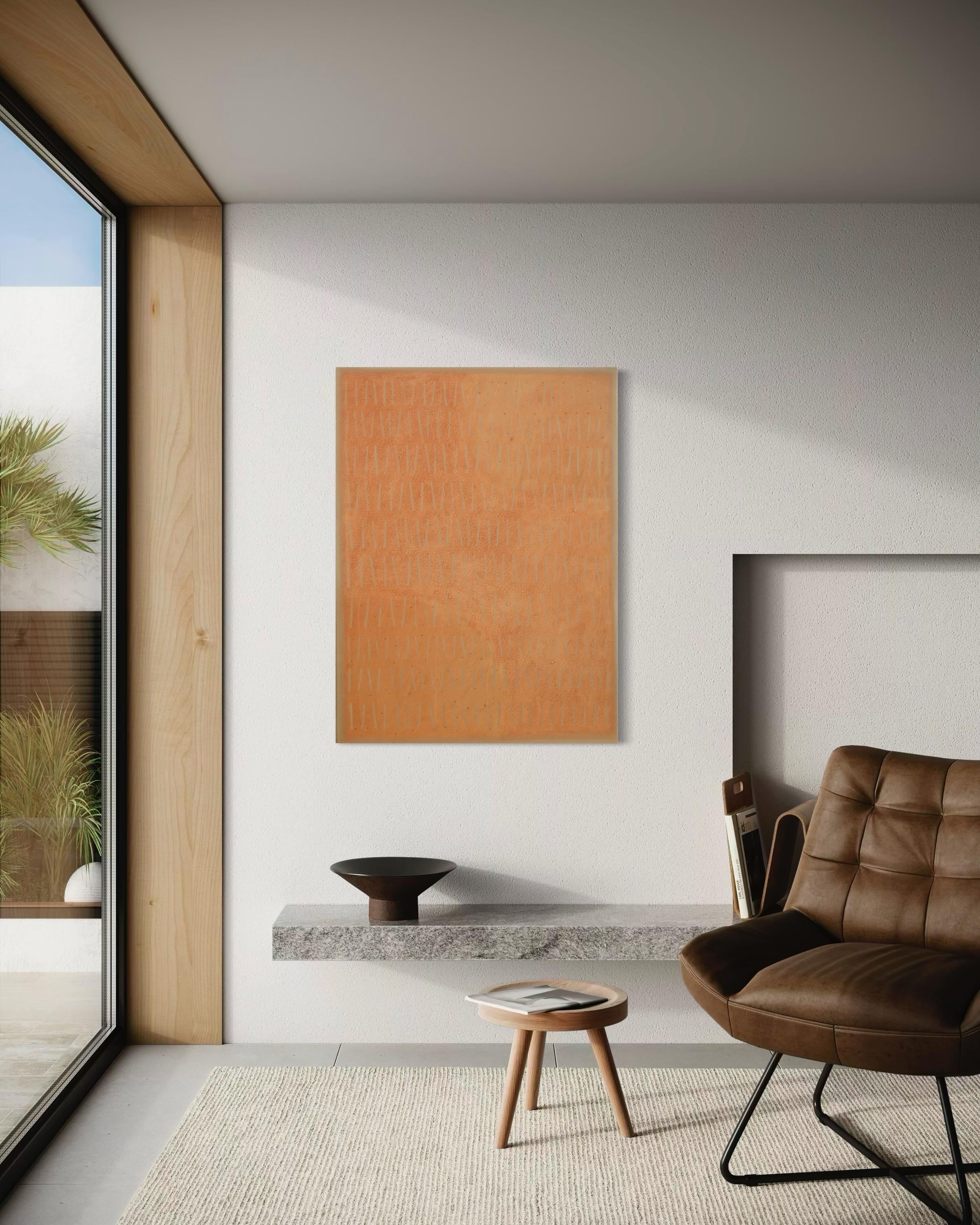 Gris coral - Pintura abstracta grande en venta 2