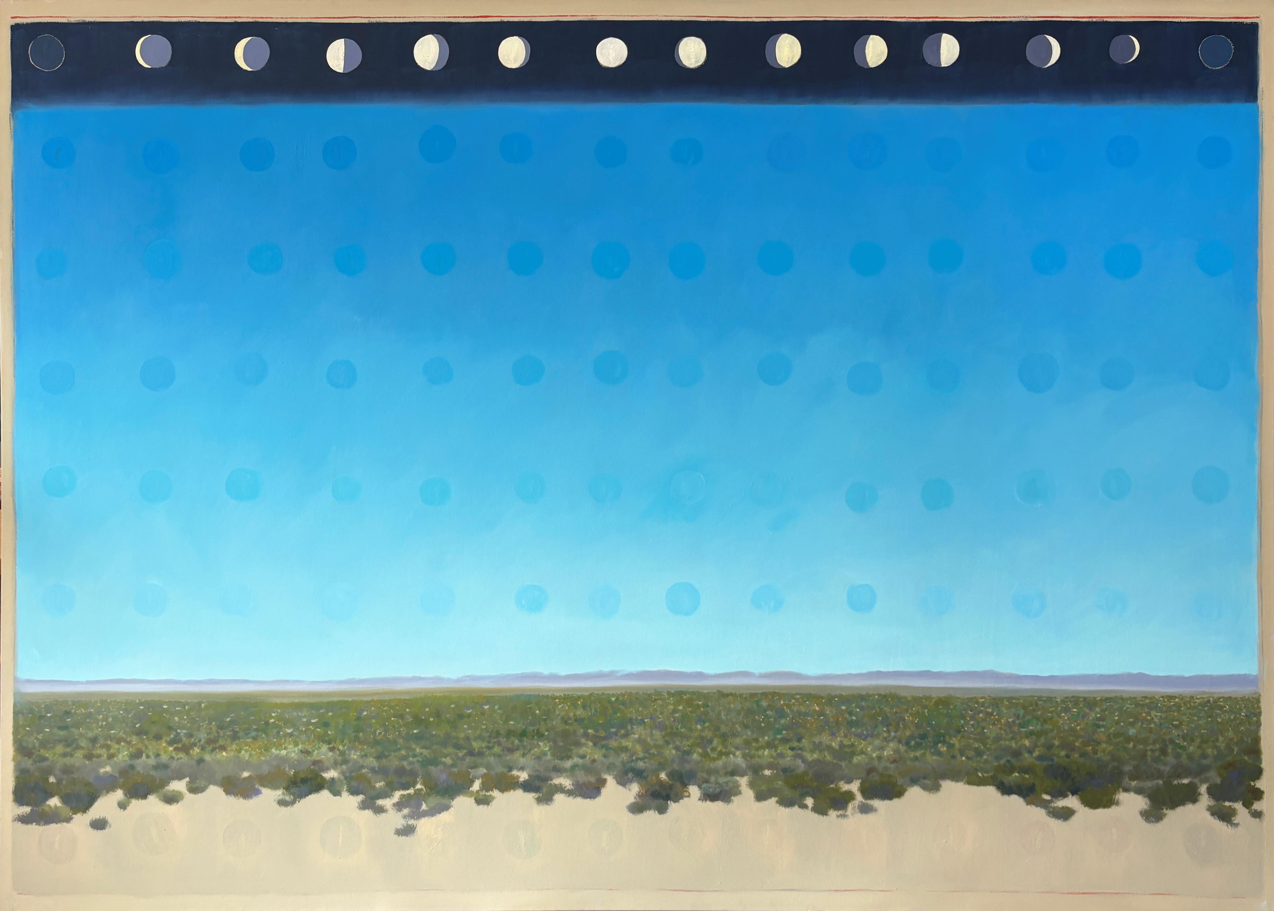"Desert Circles" - Expansive Modern Desert Landscape Art with Circles and Moons