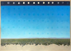 "Desert Circles" - Expansive Modern Desert Landscape Art with Circles and Moons