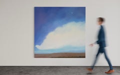 "Desert Cloud", Large Landscape Oil Painting, Desert Realism, Cloud and Moon