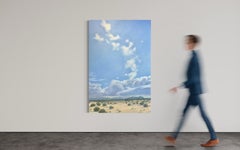 "Ecstatic Clouds", Large Desert Landscape, Oil on Canvas, Large Clouds with Moon