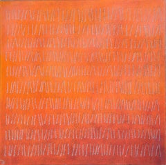"Bagliore di Mellah" Astratto minimalista contemporaneo, Olio su tela, Arancione sfumato